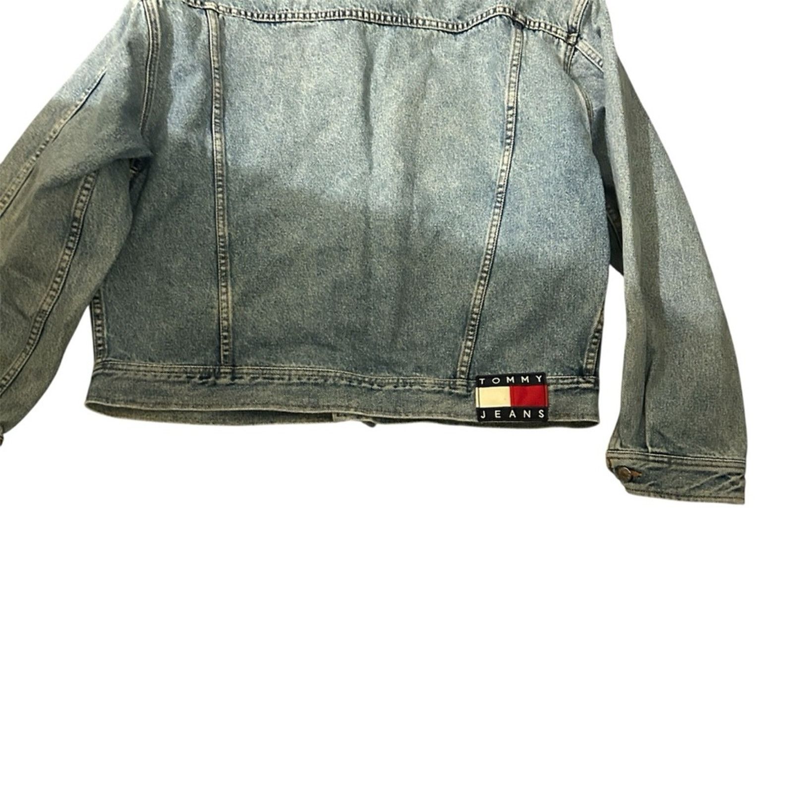 Tommy Hilfiger 90s Vintage Tommy Jeans Light Denim Trucker Patch Jacket Size US M / EU 48-50 / 2 - 8 Thumbnail