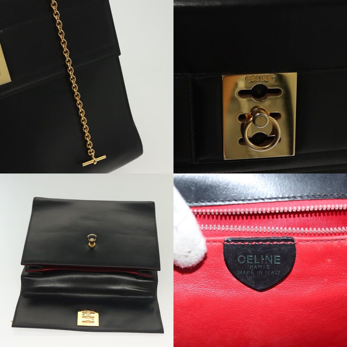 Celine CELINE Hand Bag Leather Black Gold Size ONE SIZE - 11 Thumbnail