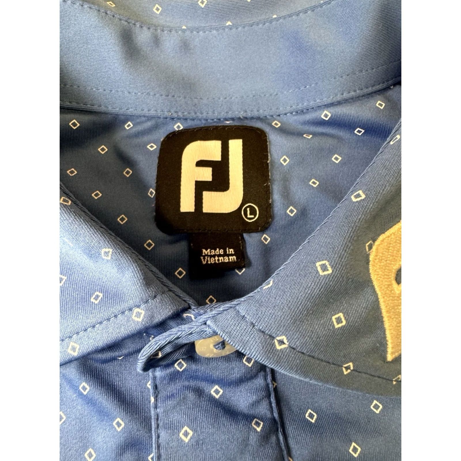 Footjoy FootJoy Polo Shirt Blue White Diamond All Over Print AOP Golf Short Sleeve Regular Mens L Size US L / EU 52-54 / 3 - 4 Thumbnail