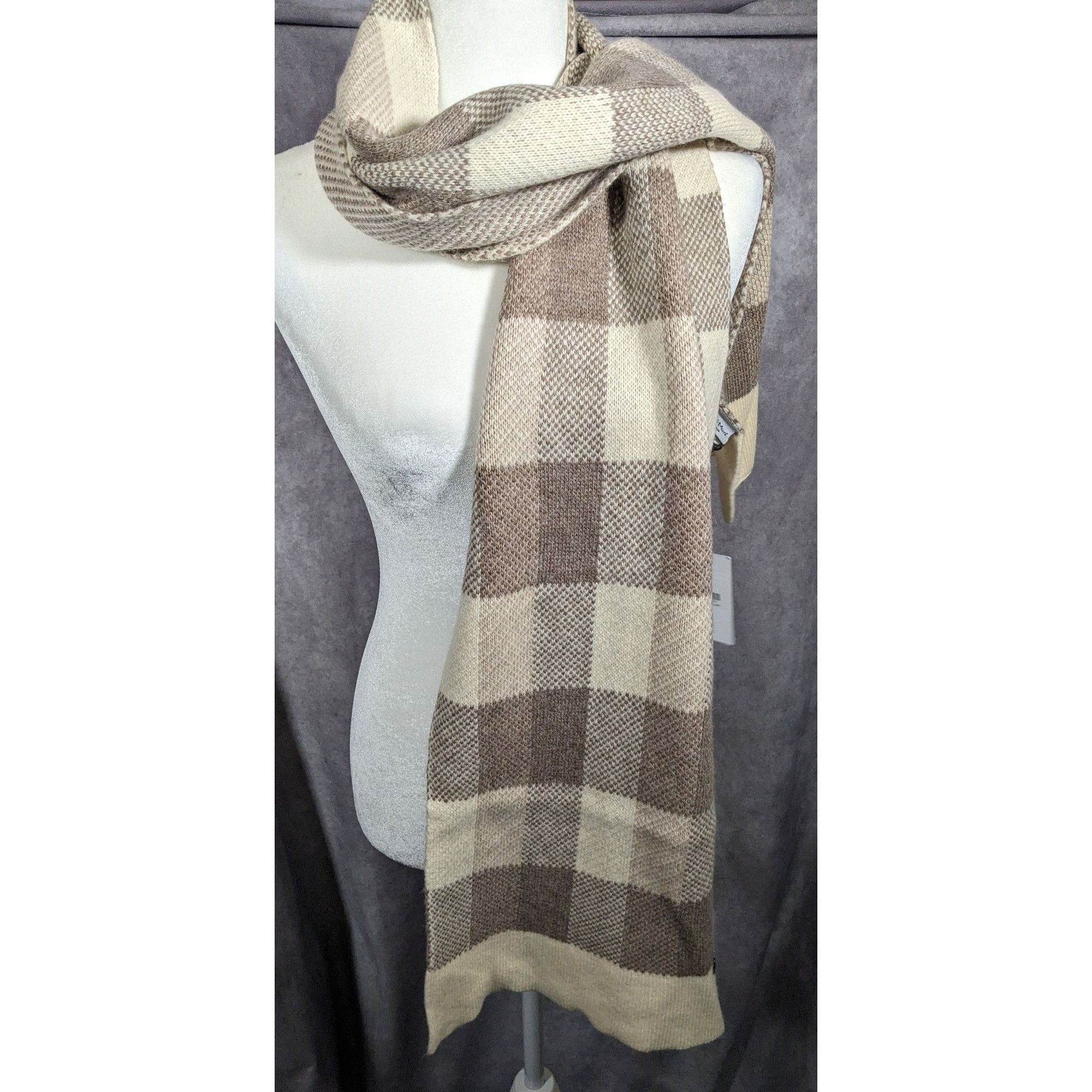Other Mimi-Mua Firenze Cream And Tan Plaid Scarf Size ONE SIZE - 8 Thumbnail