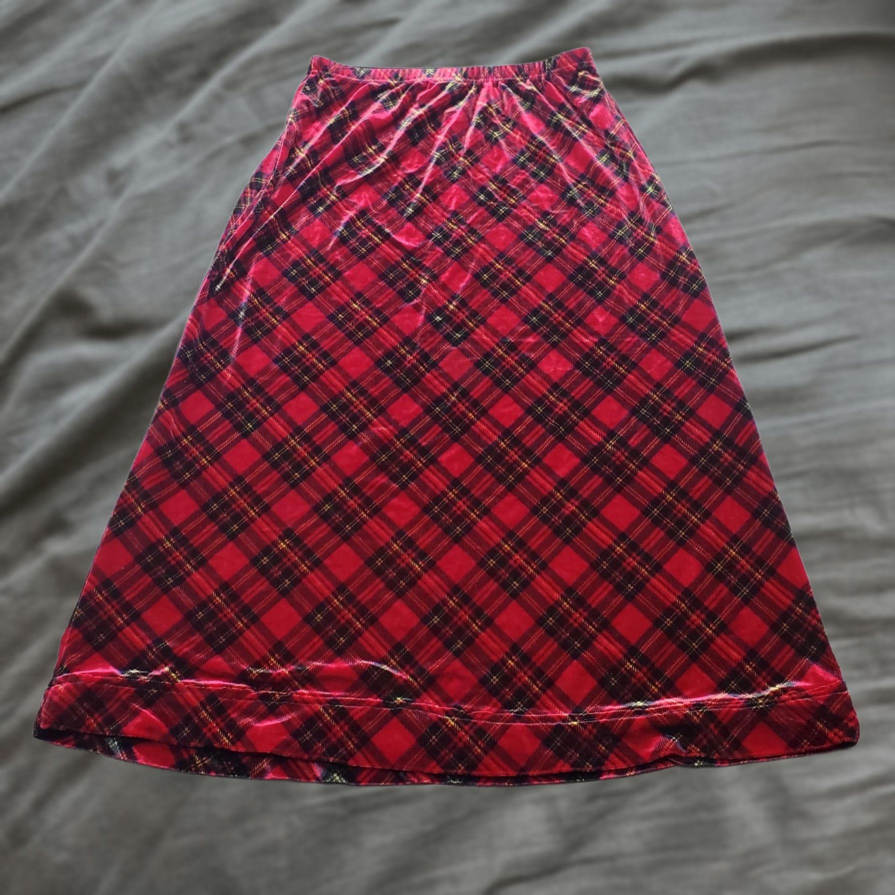 Coldwater Creek Coldwater Creek Skirt Womens PM Multi Tartan Plaid Velvet Holiday Pull On Size 32" / US 10 / IT 46 - 1 Thumbnail