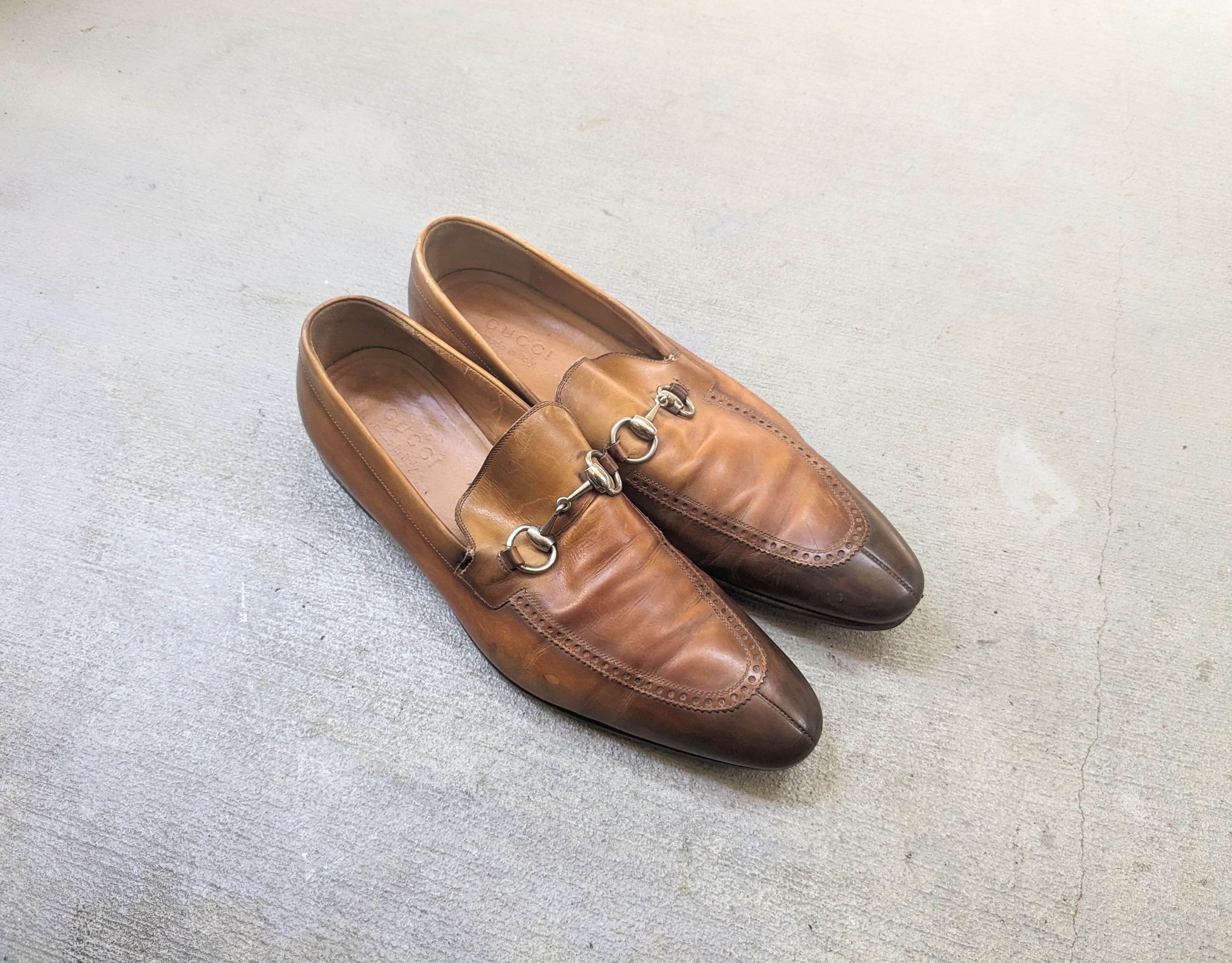 Gucci Gucci Vintage Leather Loafers Shoes Dark Brown Size 41
