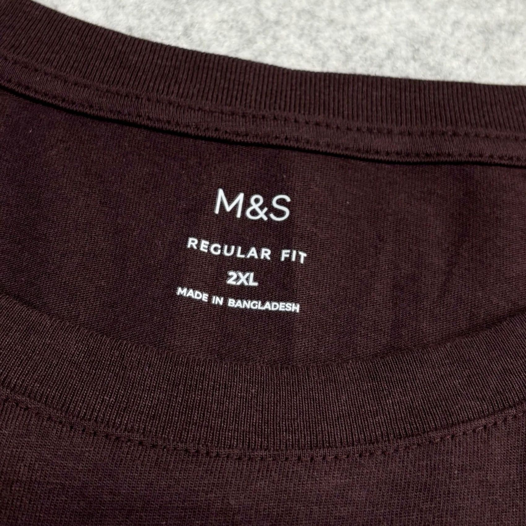 Marks & Spencer M&S T Shirt 2XL Regular Fit Mens Dark Burgundy New With Defects XXL 47-49in Size US XXL / EU 58 / 5 - 5 Thumbnail