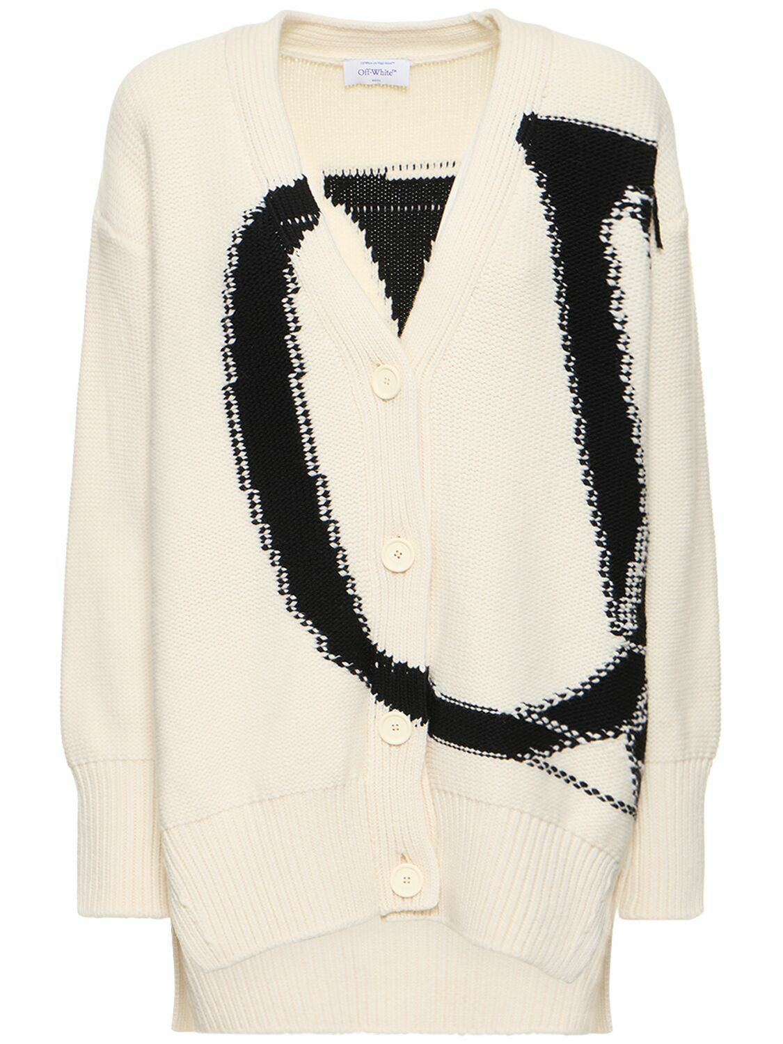 Off-White o1y1225 Cardigan in Ivory/Black Size XS / US 0-2 / IT 36-38 - 1 Thumbnail