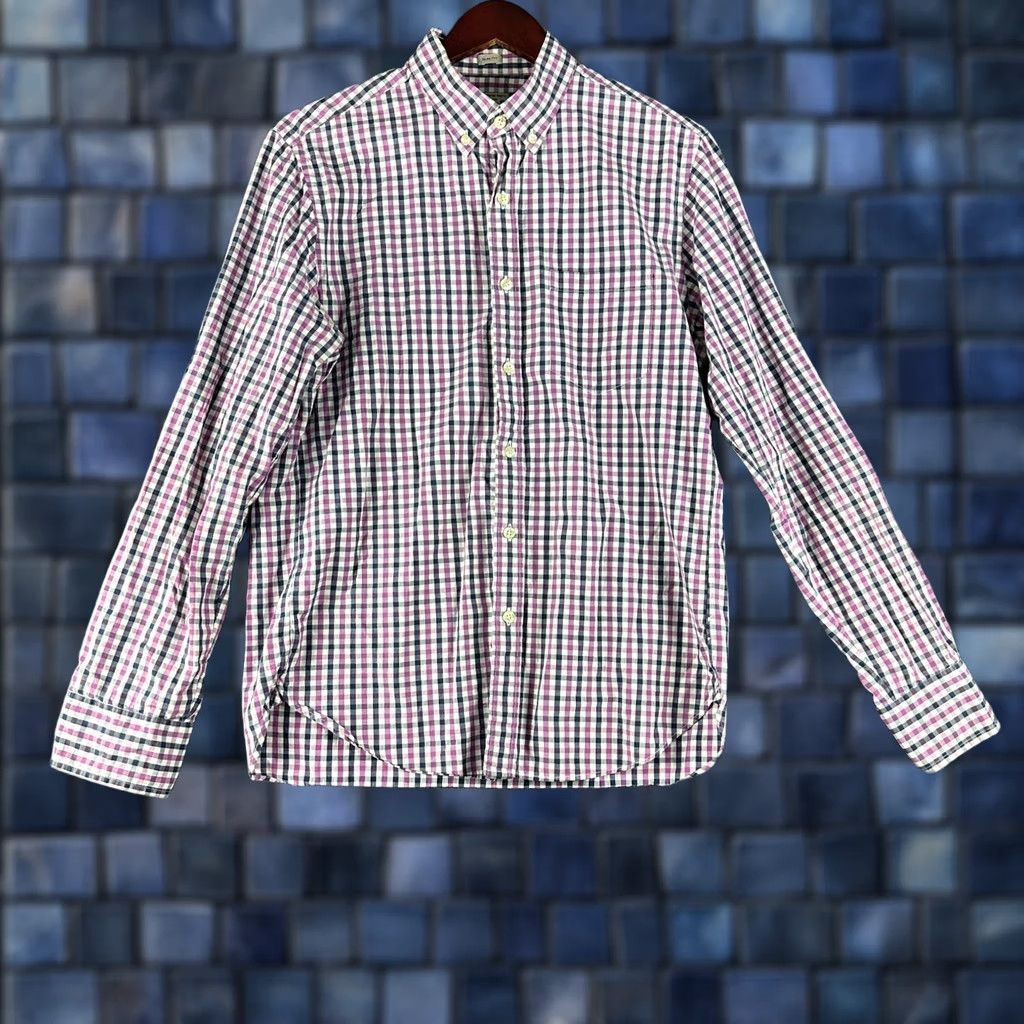 J.Crew J.CREW Shirt Mens Medium Slim Fit Purple Blue Check Cotton Button Down Pocket Size US M / EU 48-50 / 2 - 1 Thumbnail