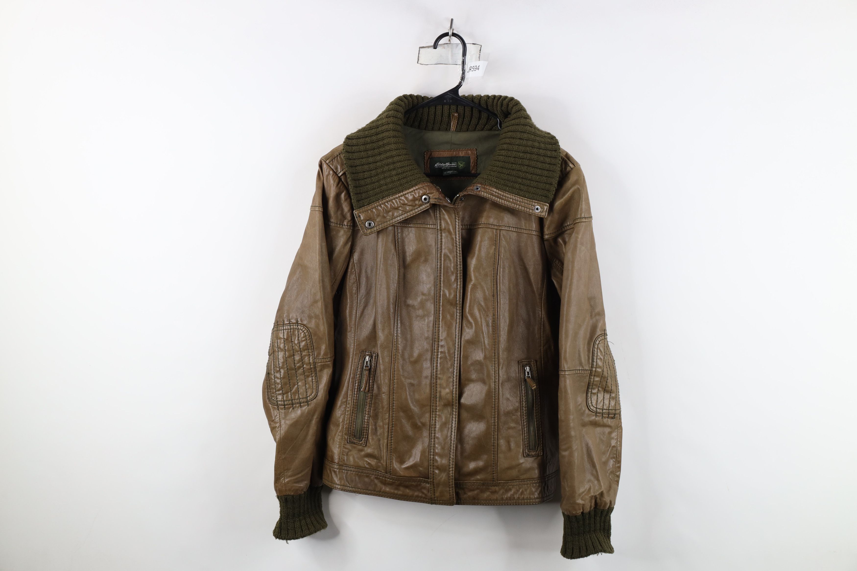 Eddie Bauer Vintage Eddie Bauer Leather Full Zip Bomber Jacket Breen Size L / US 10 / IT 46 - 1 Thumbnail