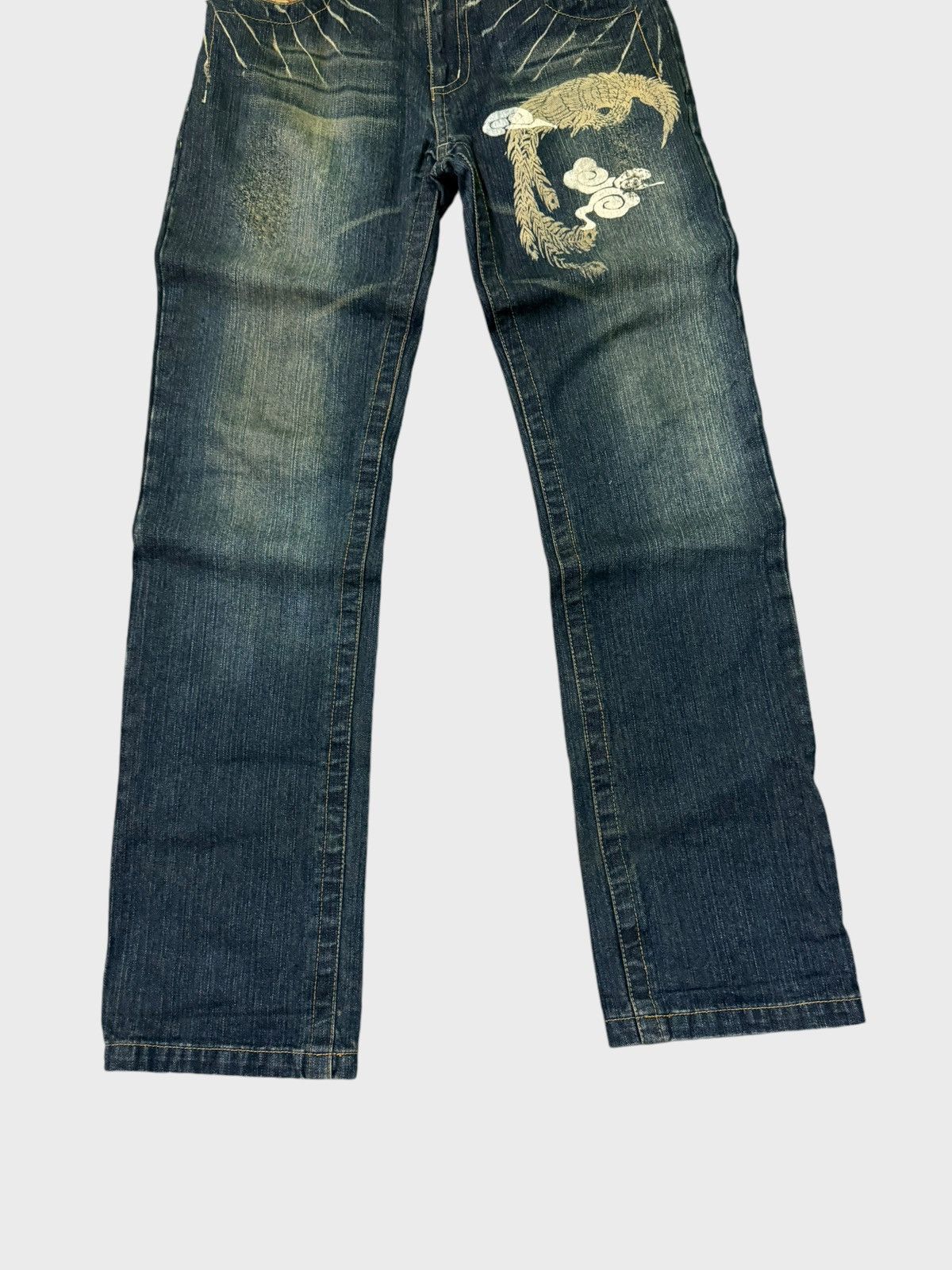 Japanese Brand × Vintage Vintage Japan Tattoo Koi Fish Acid Wash Floral Designs Jeans Size US 30 / EU 46 - 6 Thumbnail