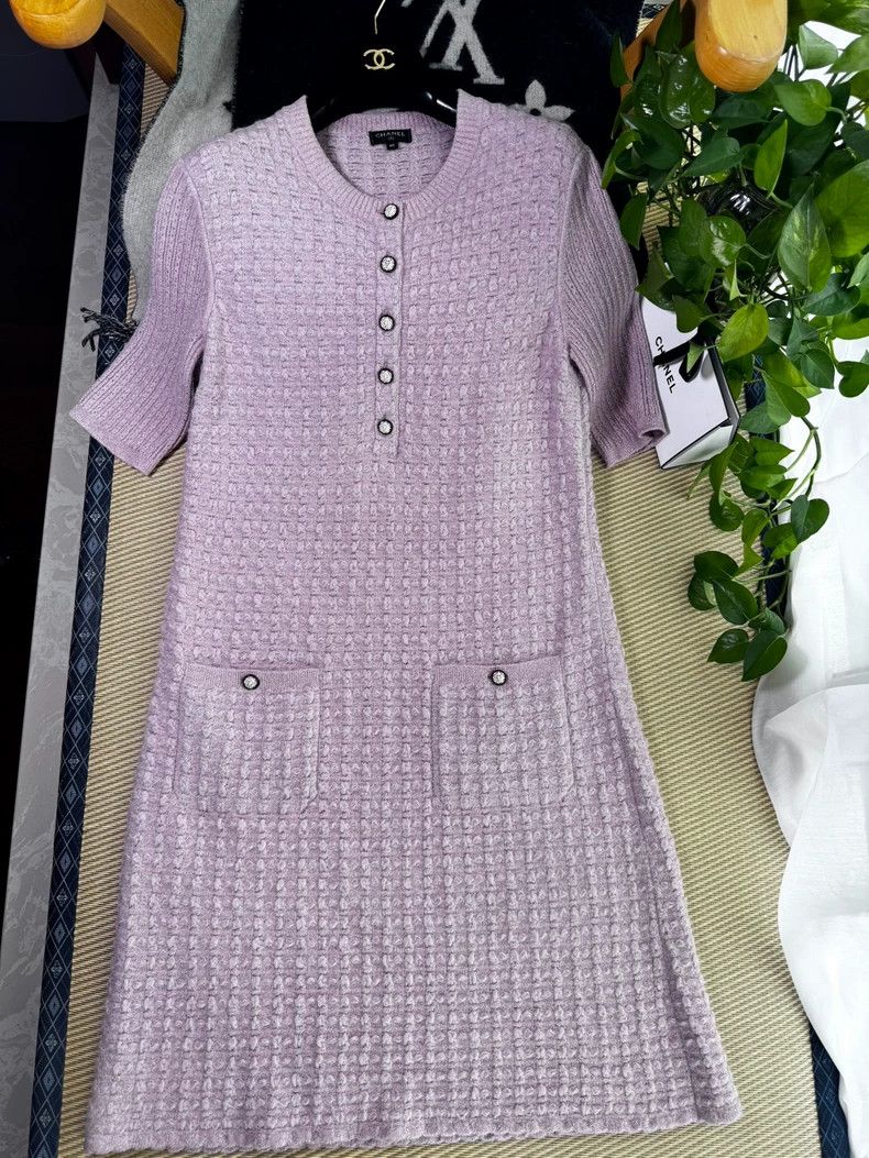 Chanel Chanel Purple Checkered Dress- DMC Size US 31 - 1 Thumbnail