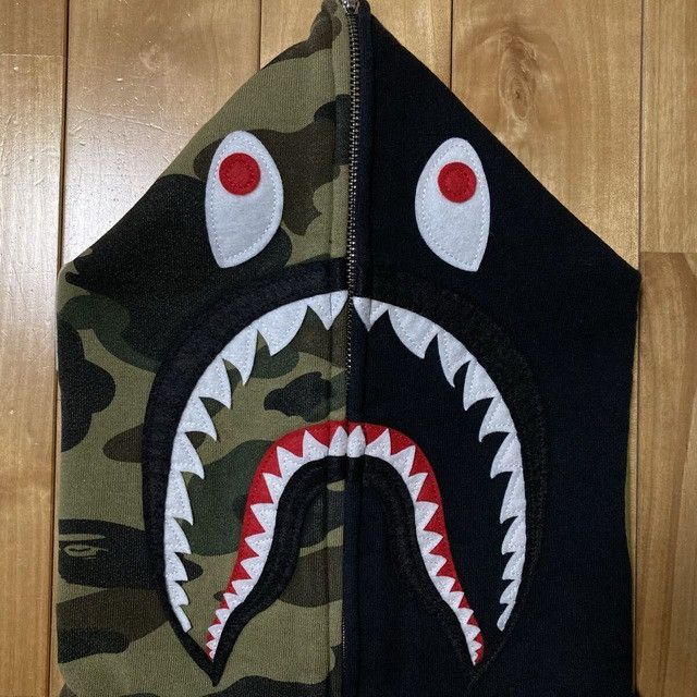 Bape BAPE CAMO × Black shark shark full zip hoodie a bathing ape Size US L / EU 52-54 / 3 - 3 Thumbnail