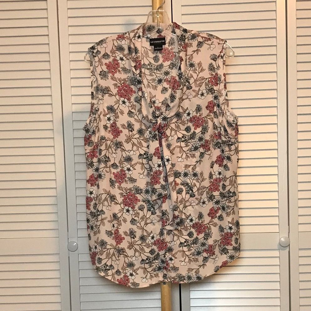 Other Liz Claiborne Floral Collared Career Women Blouse L Size L / US 10 / IT 46 - 1 Thumbnail