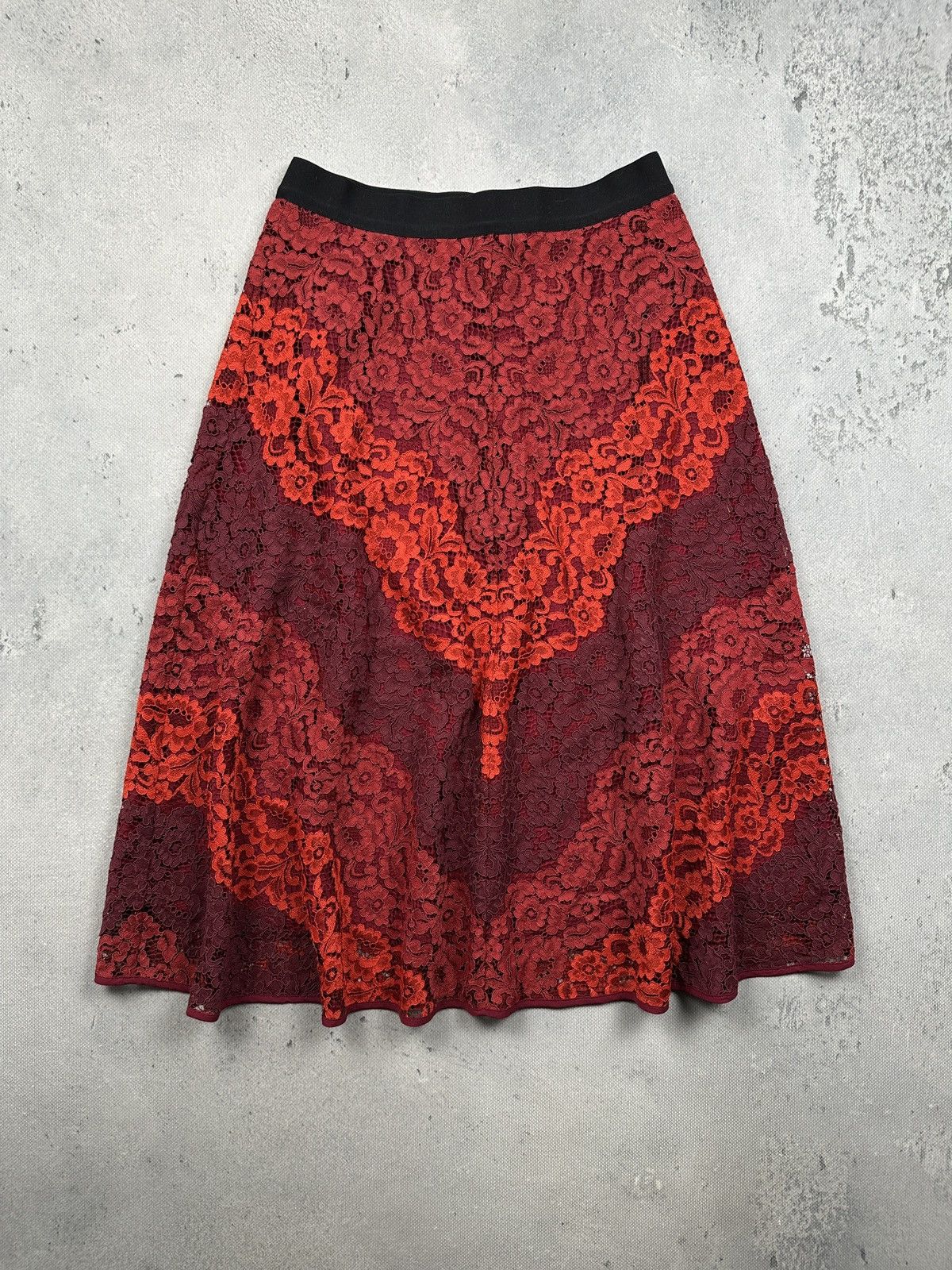 Sandro Sandro Paris Red Lace A-Line Skirt Luxury Romantic Chic Lux Size 27" / US 4 / IT 40 - 1 Thumbnail