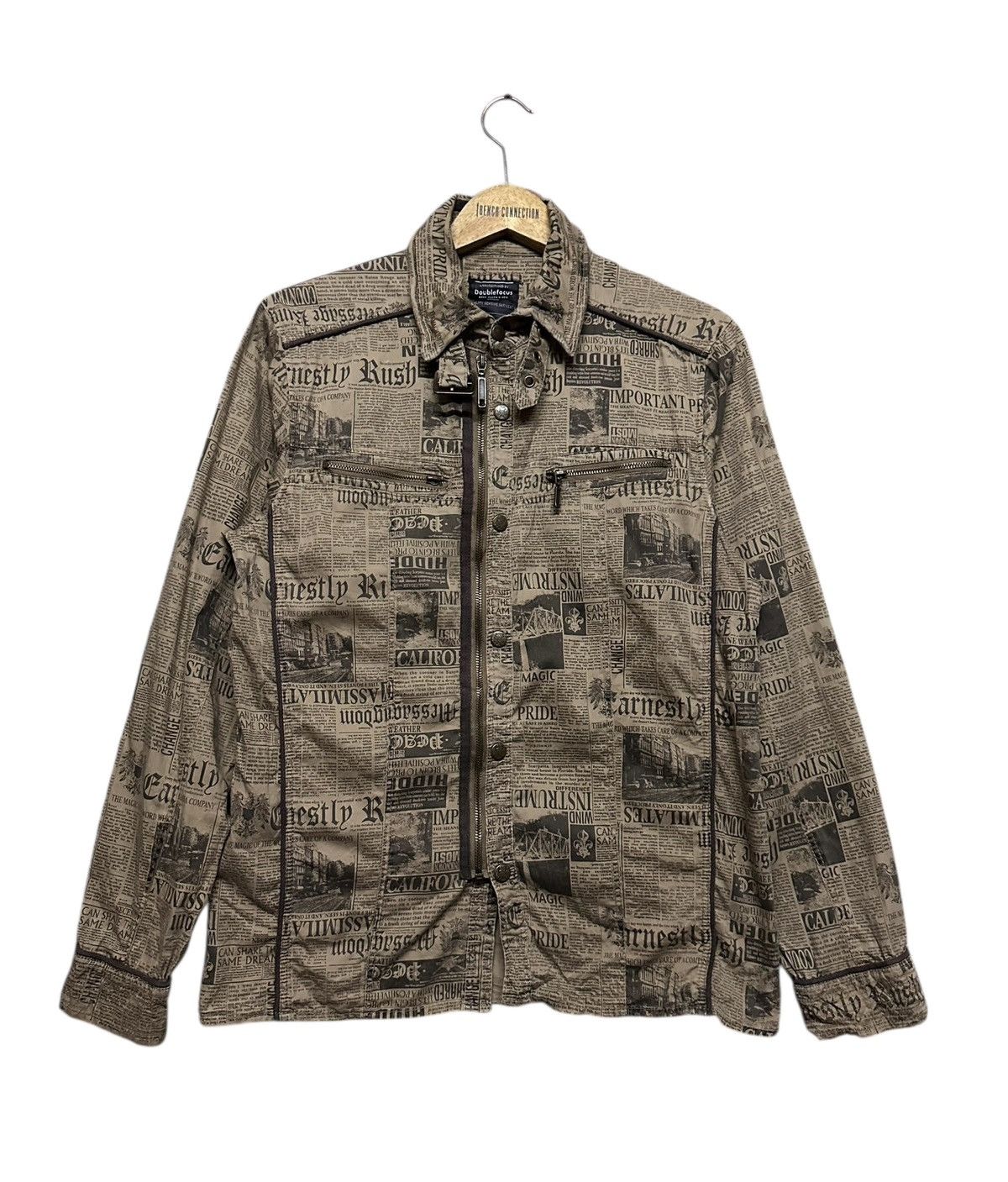 Vtg🔥Double Focus Japanese Newpapers Zipper Jacket