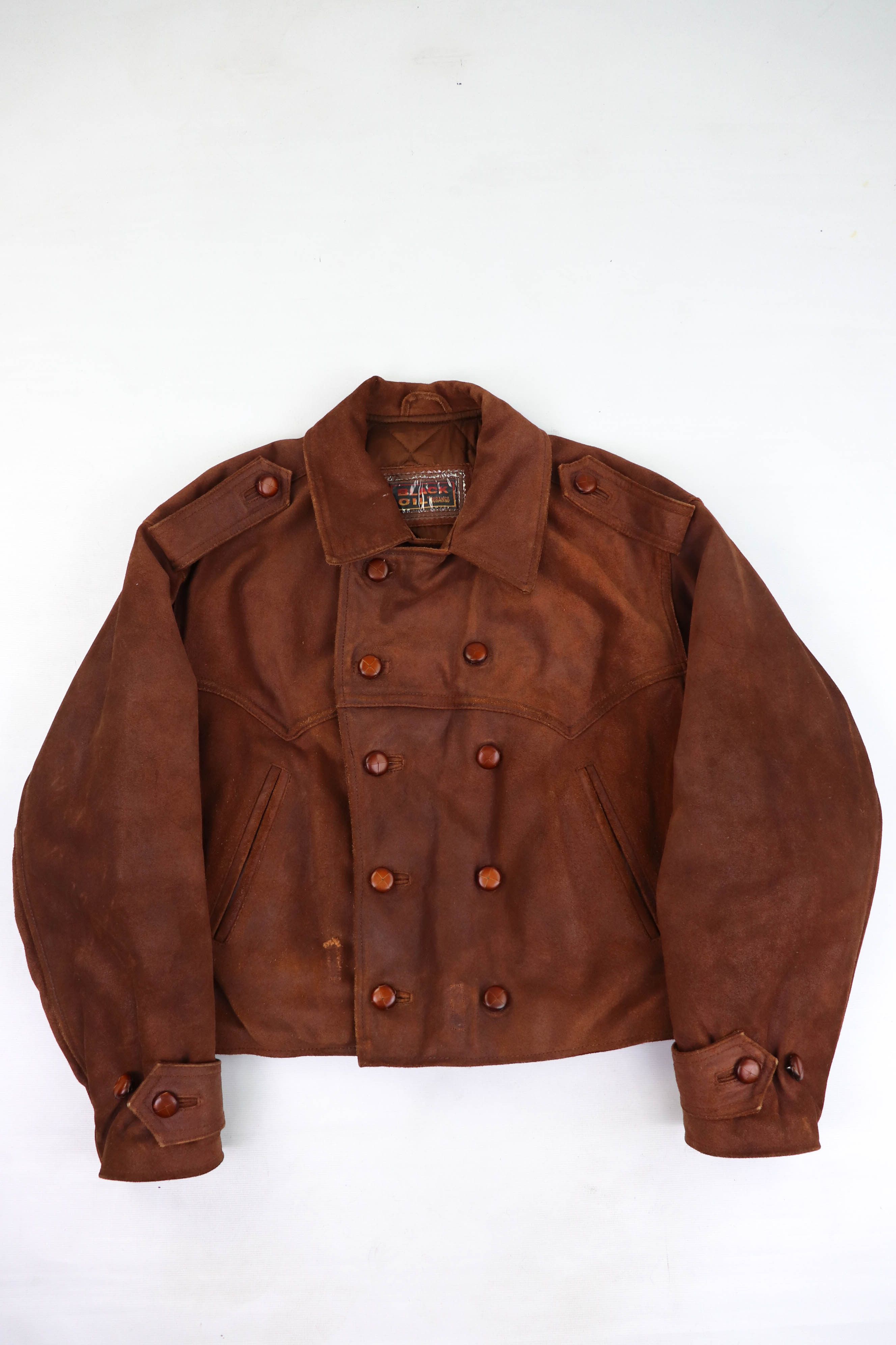 Vintage Vintage Tan Suede Leather Western Double Breast Crop Jacket Size US L / EU 52-54 / 3 - 3 Thumbnail