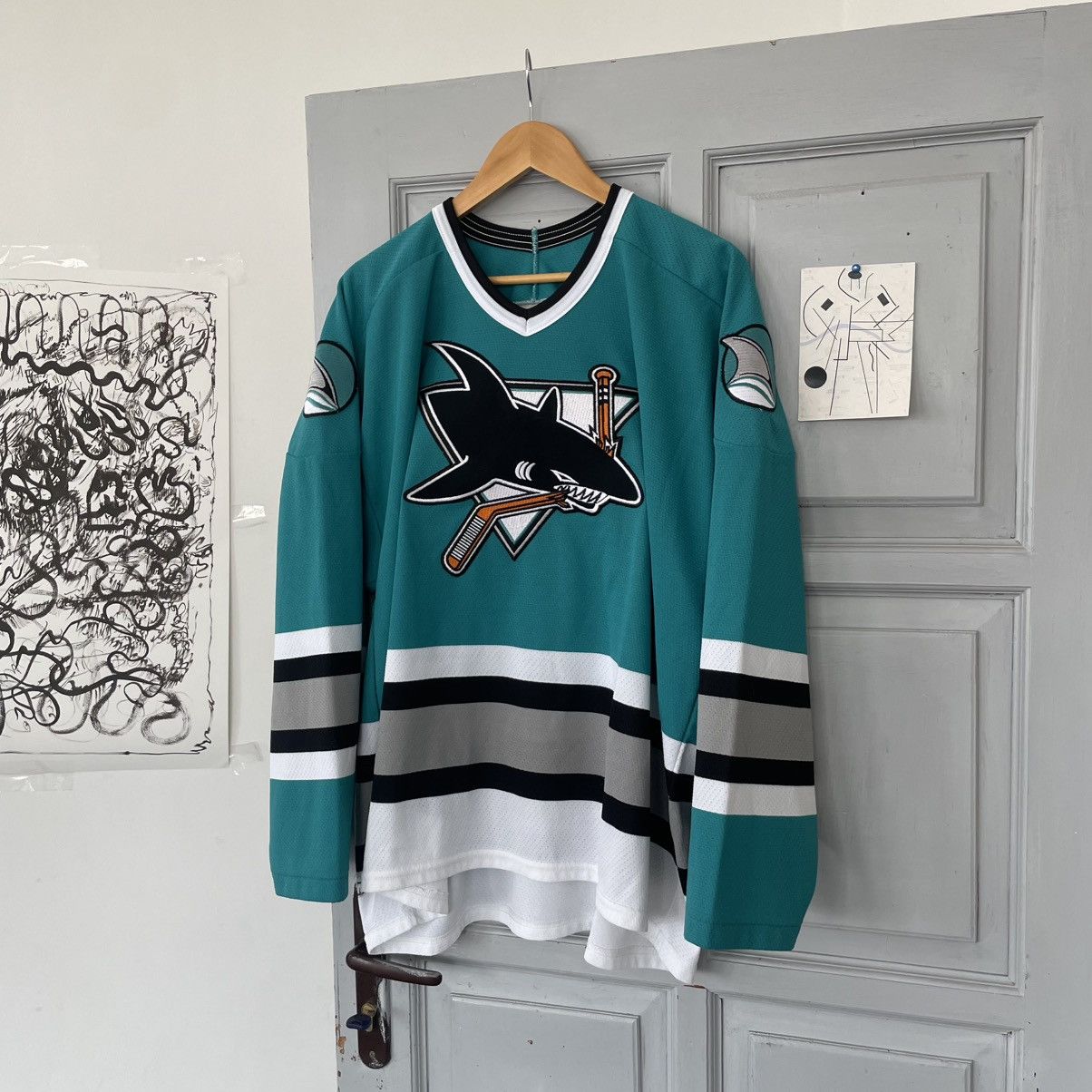 NHL Vintage 90's San Jose Sharks NHL Hockey Jersey Mens Shirt Size US XL / EU 56 / 4 - 3 Thumbnail