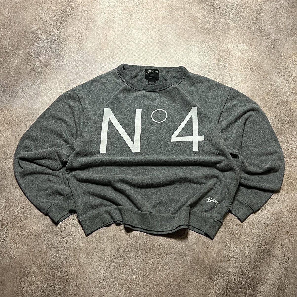 image of N4 x Stussy Vintage Stussy Sweatshirt Number4 in Grey, Men's (Size Large)