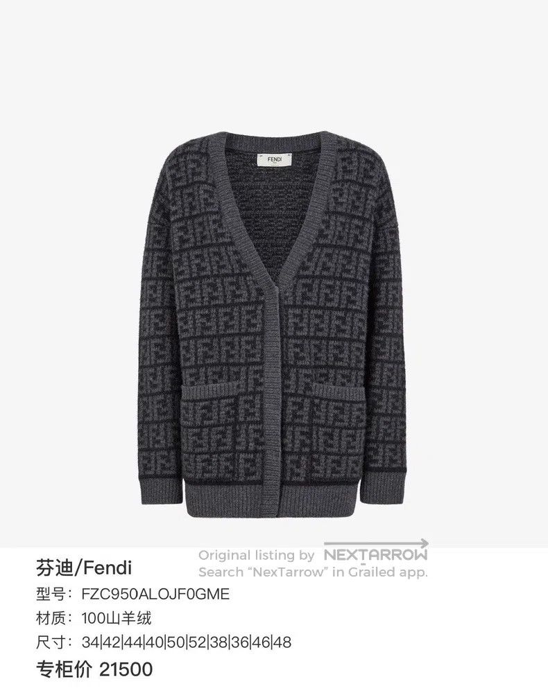 Fendi Fendi Jacquard V Neck Straight Sleeve Casual Long Sleeve K Size S / US 4 / IT 40 - 4 Thumbnail
