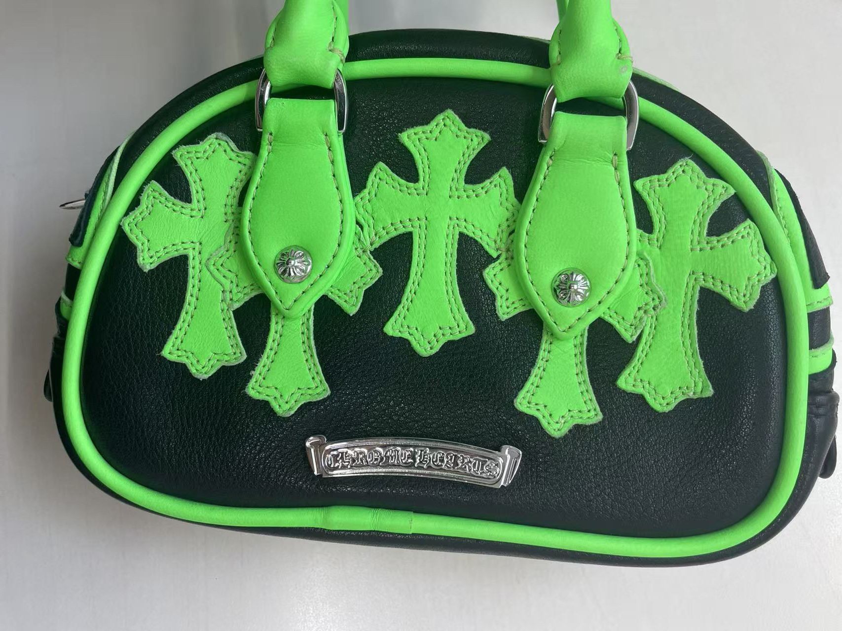 Chrome Hearts Chrome Hearts Leather Cross Patch Black&Green Mini Gym Bag Size ONE SIZE - 6 Thumbnail