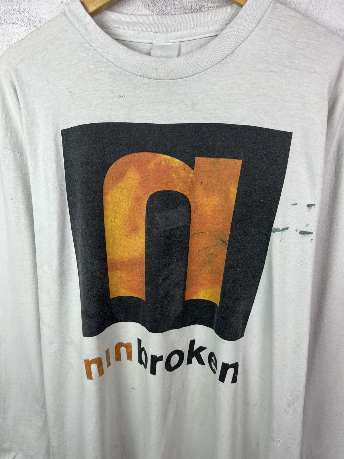 Band Tees Thrashed Vintage 1994 Nine Inch Nails NIN Broken Long-Sleeve Size US XL / EU 56 / 4 - 3 Thumbnail