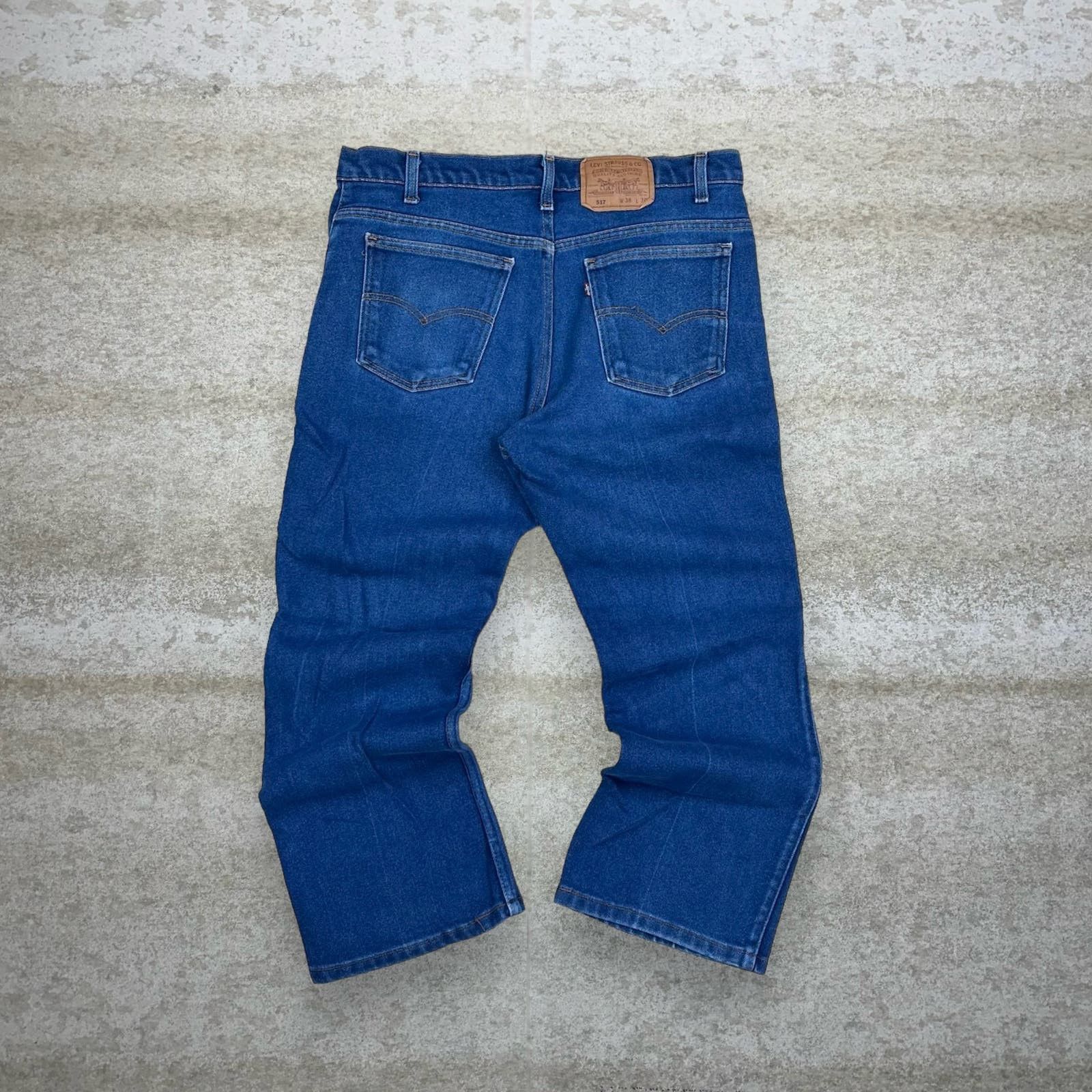 image of Crazy Vintage 90's Levis 517 Jeans Bootcut Flared Dark Wash in Blue, Men's (Size 38)