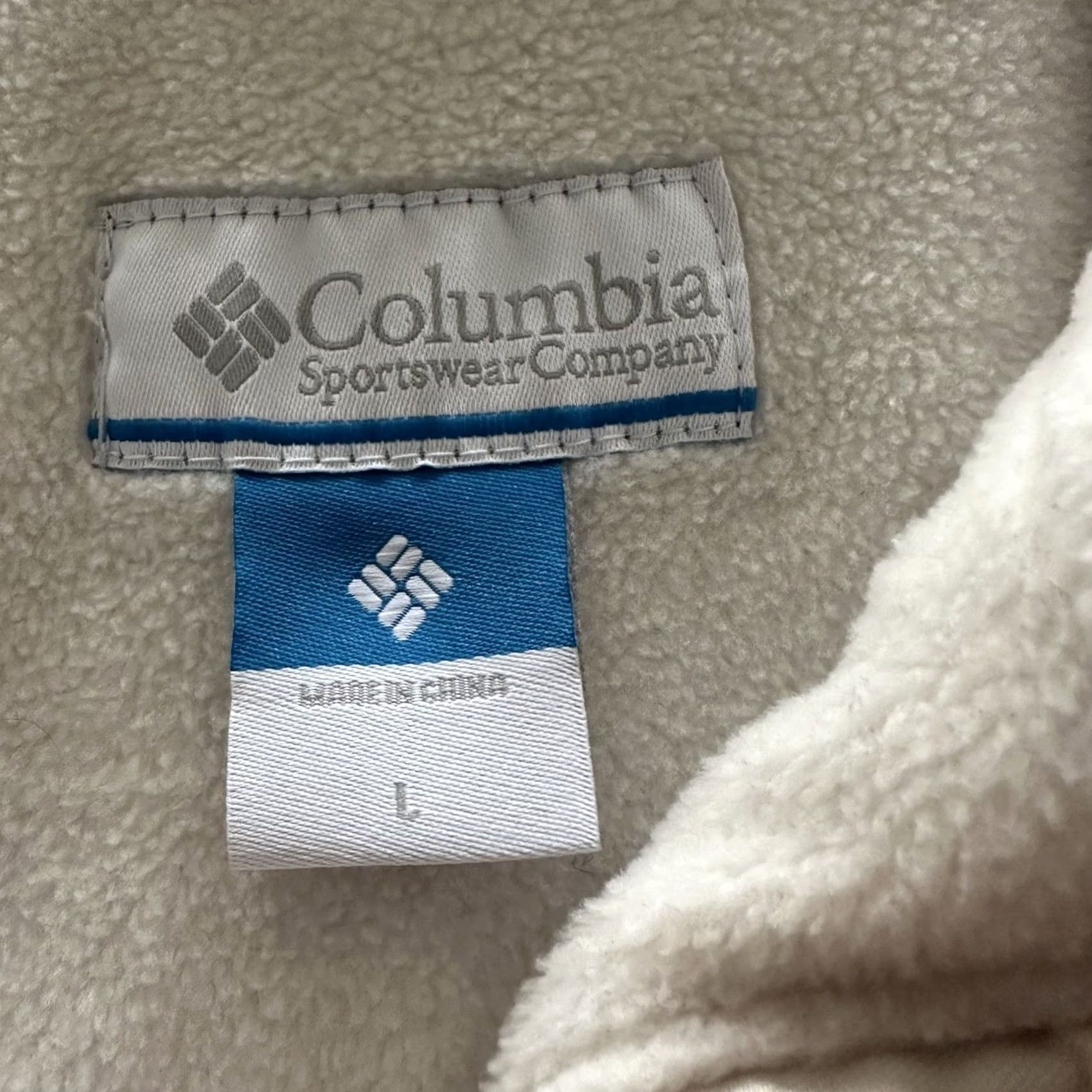 Vintage Columbia Women’s L Soft Shell Jacket Full Zip Ivory 100% Polyester Fleece Lined - Basic Jacket, Casual Climate Size L / US 10 / IT 46 - 3 Thumbnail