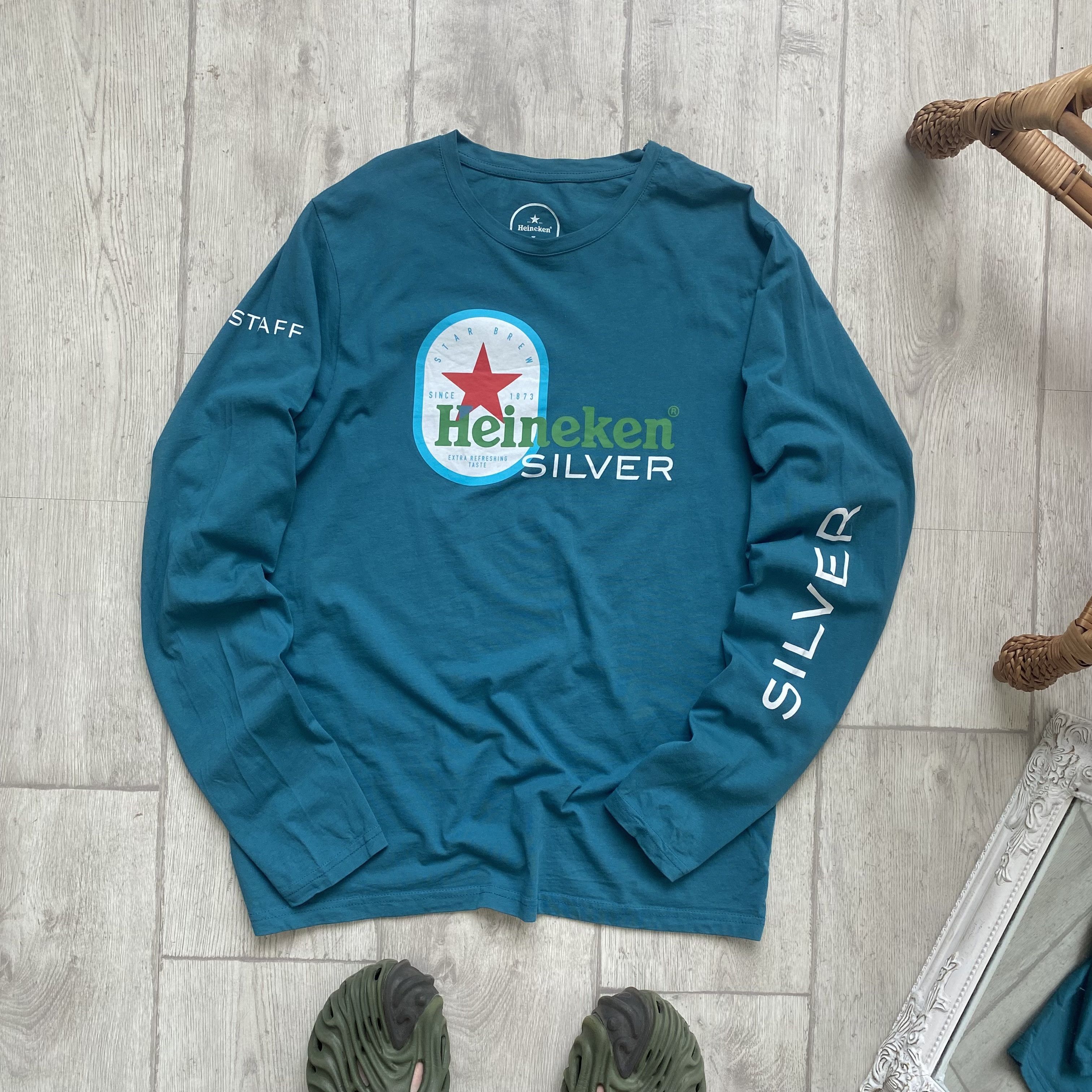 Budweiser 🍺 Beer Heineken silver Tee Long sleeve t-shirt Size US M / EU 48-50 / 2 - 5 Thumbnail