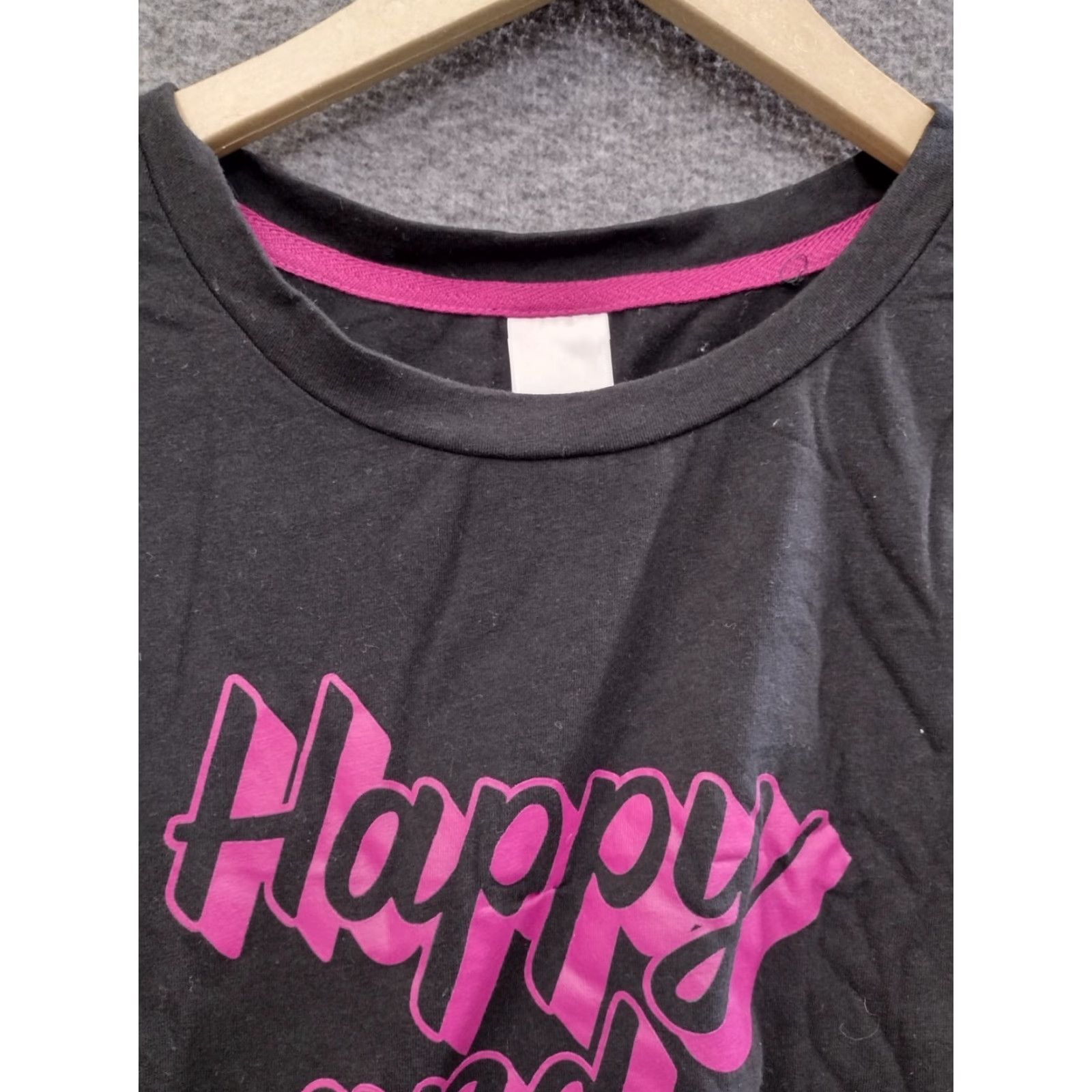 Vintage Secret Treasures Women's T-Shirt Black 2XL Casual Crew Neck Oversized Print Happy and Free Cotton Polyester Spandex 18W-20W Size XXL / US 16-18 / IT 52-54 - 4 Thumbnail
