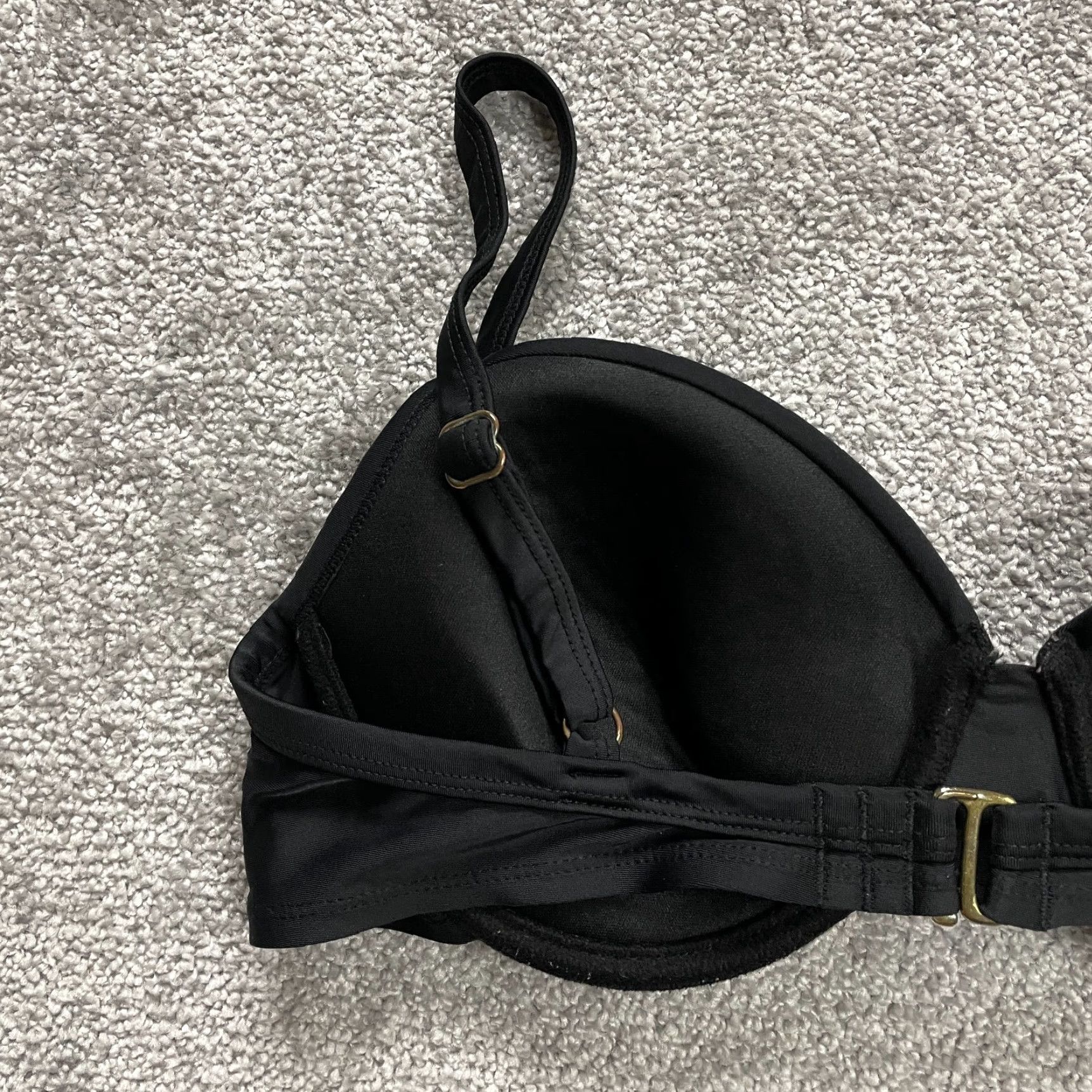 Merona VINTAGE Merona Bikini Top Womens Medium Black Spaghetti Strap Summer Beach Swimsuit Women Size M / US 6-8 / IT 42-44 - 5 Thumbnail