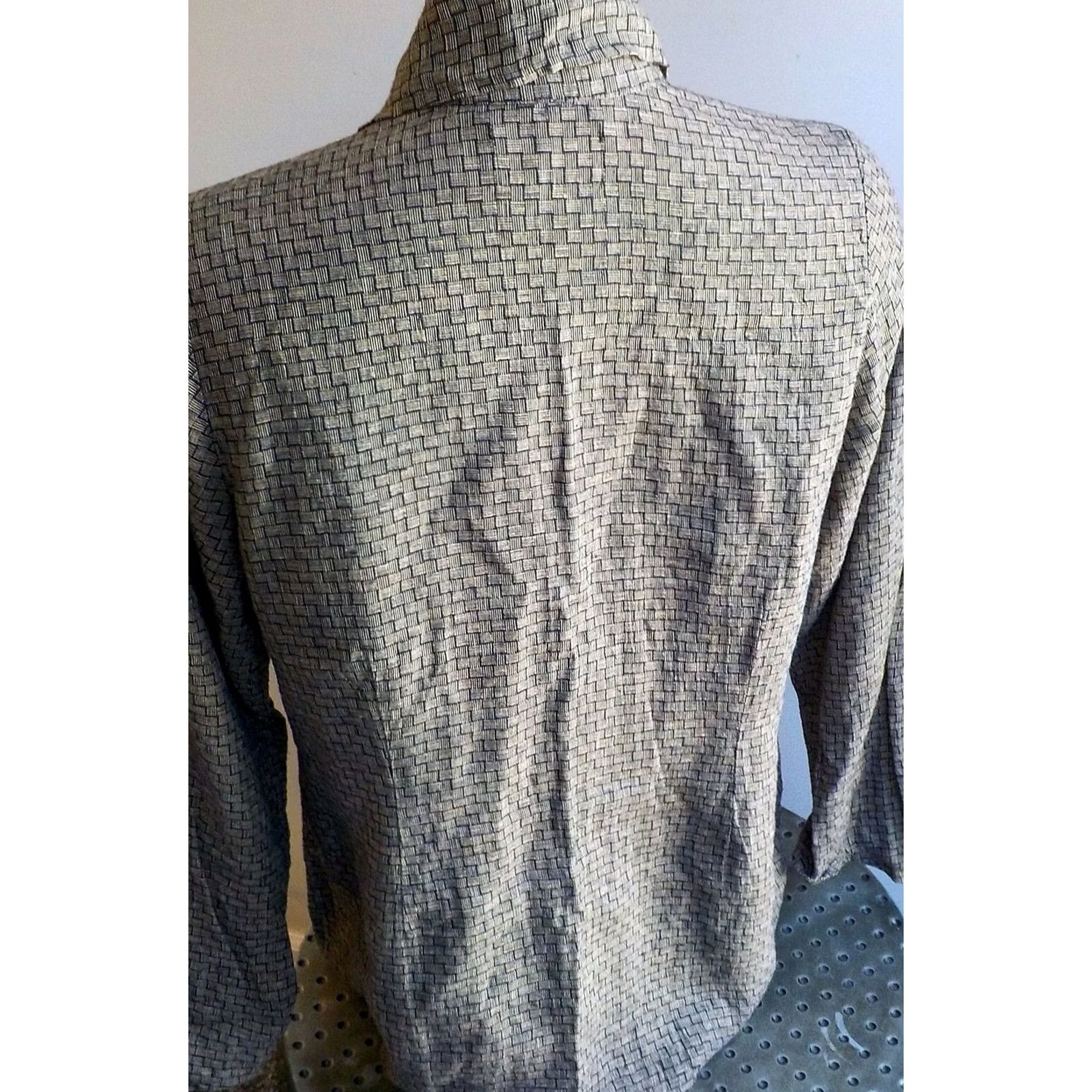 FLAX Flax by Jeanne Engelhart Black Tan Linen Jacket Pockets Zip Front M Womens Size 32" / US 10 / IT 46 - 4 Thumbnail