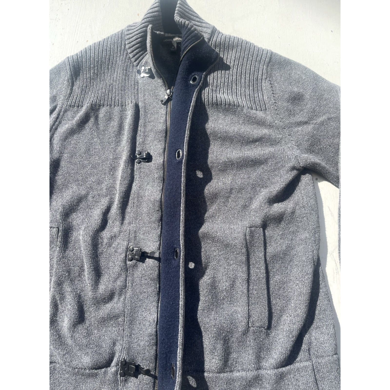 Banana Republic VINTAGE Banana Republic Sweater Gray Solid M Toggle Professor Fisherman Cardigan Size US M / EU 48-50 / 2 - 2 Thumbnail