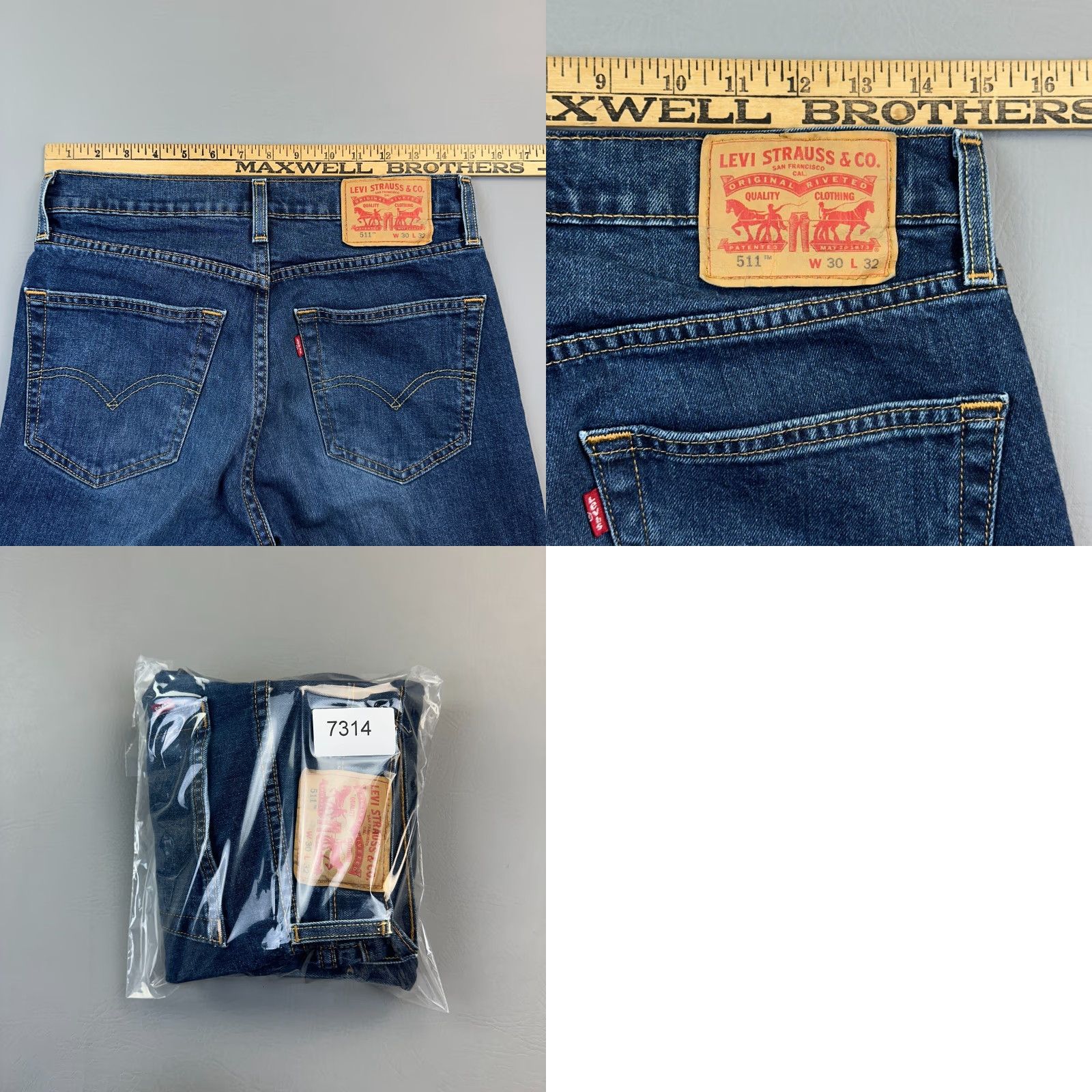 Levi's Levis 511 Jeans Mens 30x32 Blue Dark Wash Denim Slim Fit Stretch Zip Fly Casual Jeans Size US 30 / EU 46 - 9 Thumbnail
