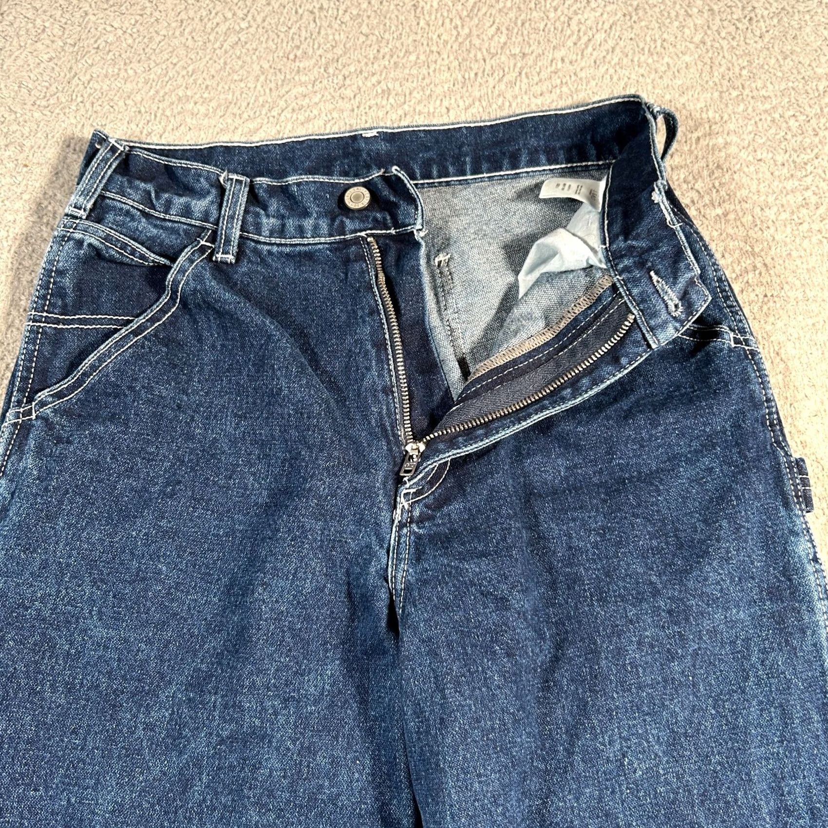 Vintage John Galt Jeans Men Small 25x27 Blue Denim Dark Wash Baggy Skater Zip 5-Pocket Straight Jeans Men’s Regular Denim Pants Classic Baggy Skaterwear Size US 29 - 5 Thumbnail