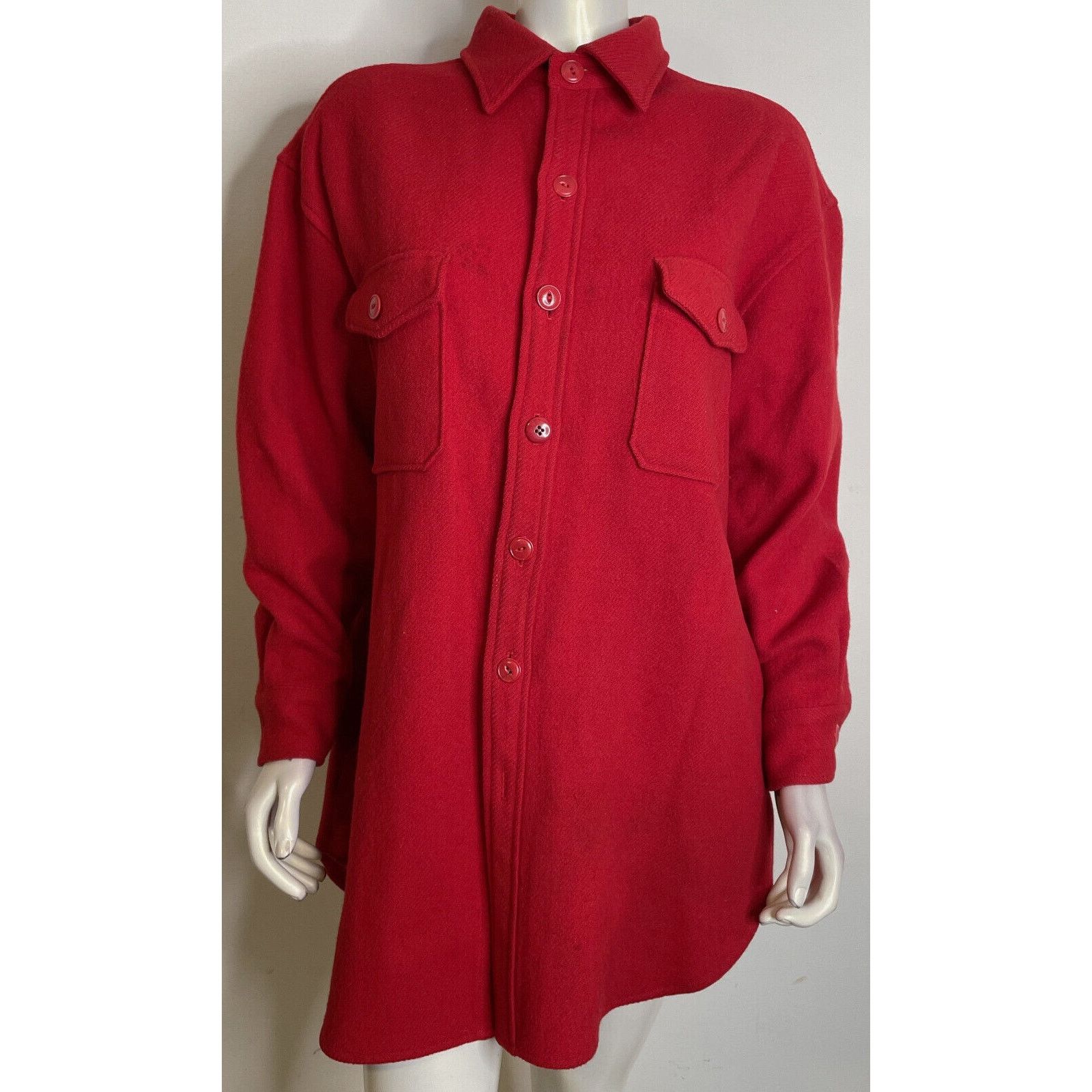 Ralph Lauren Ralph Lauren Country Red Wool Button Front Shirt Jacket 14 Size XL / US 12-14 / IT 48-50 - 1 Thumbnail