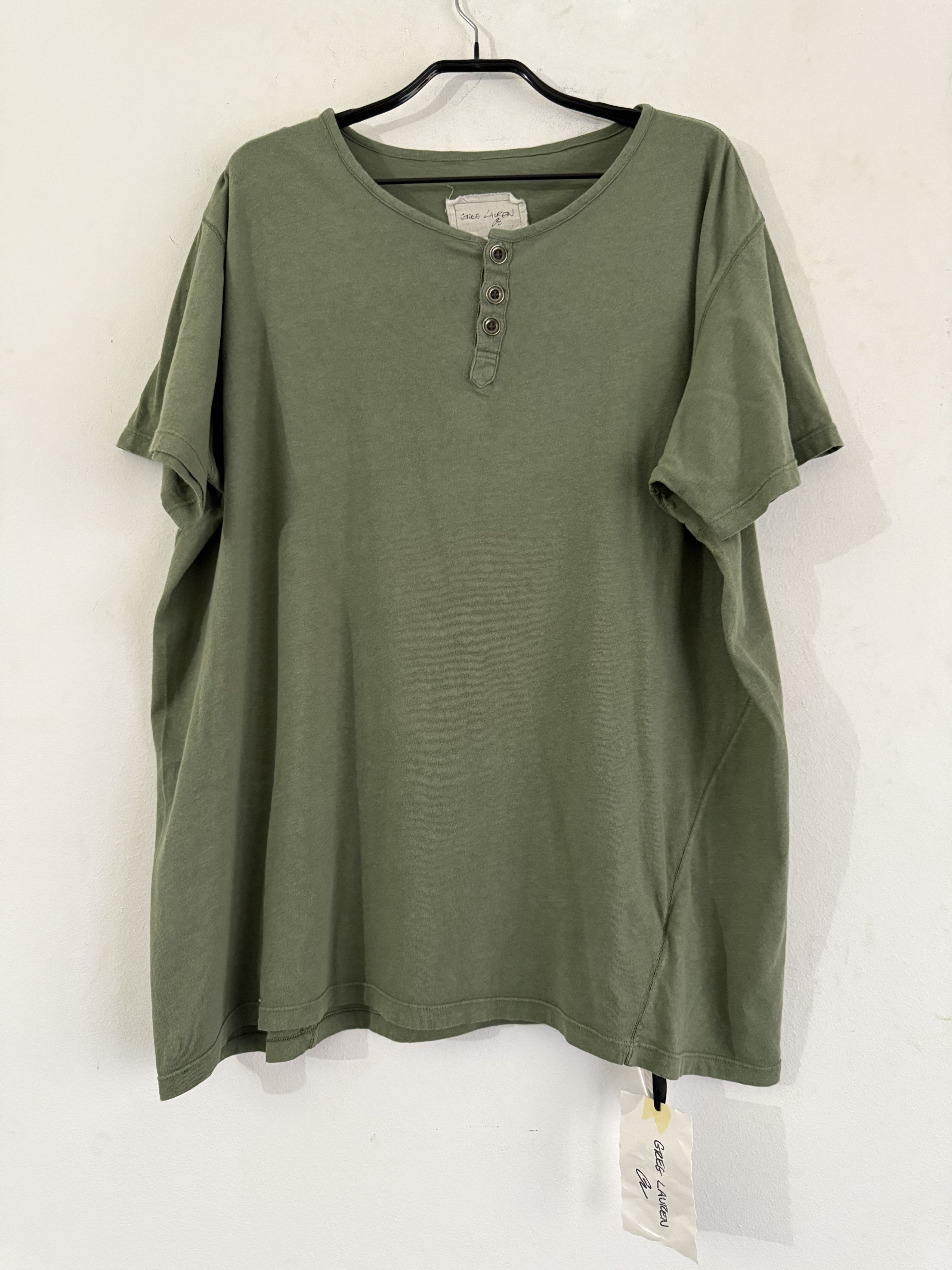 Greg Lauren Ls Henley Faded Army Size US XL / EU 56 / 4 - 1 Thumbnail