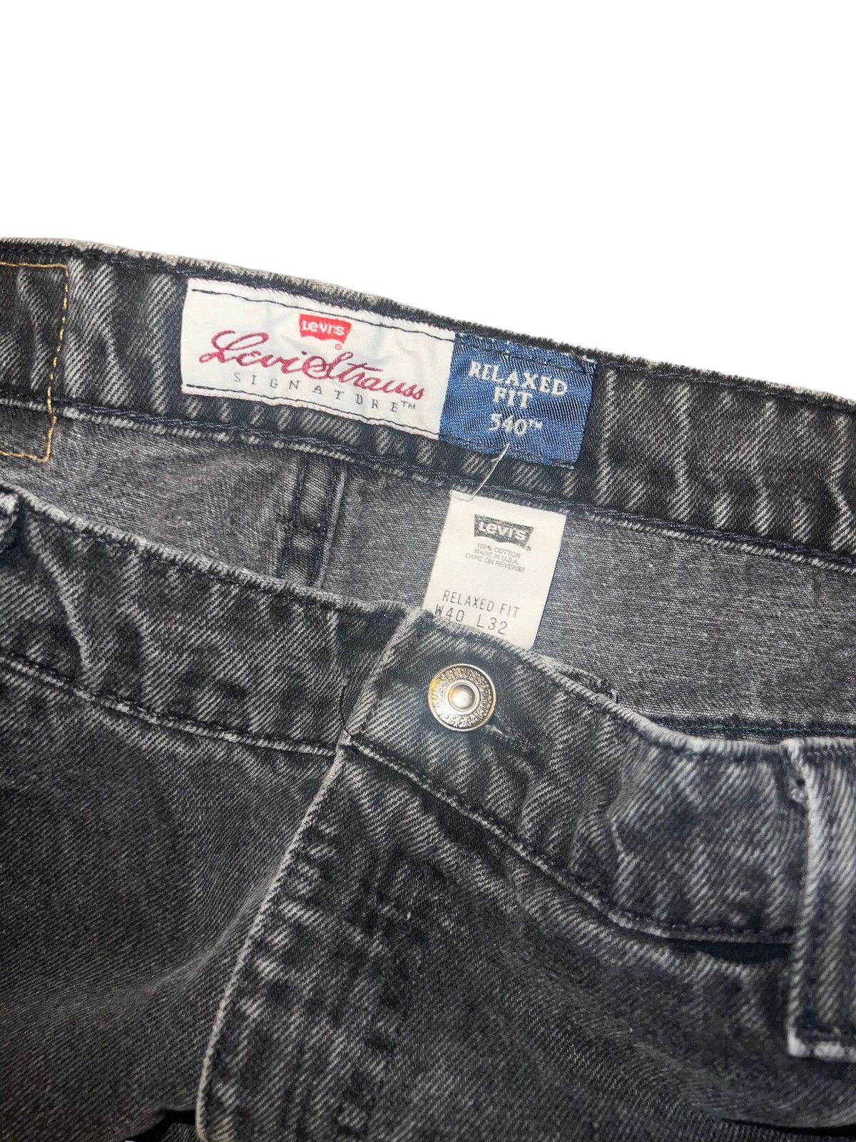 Vintage Levis 540 40x32 Relaxed Fit Black Jeans Brown Tab 90