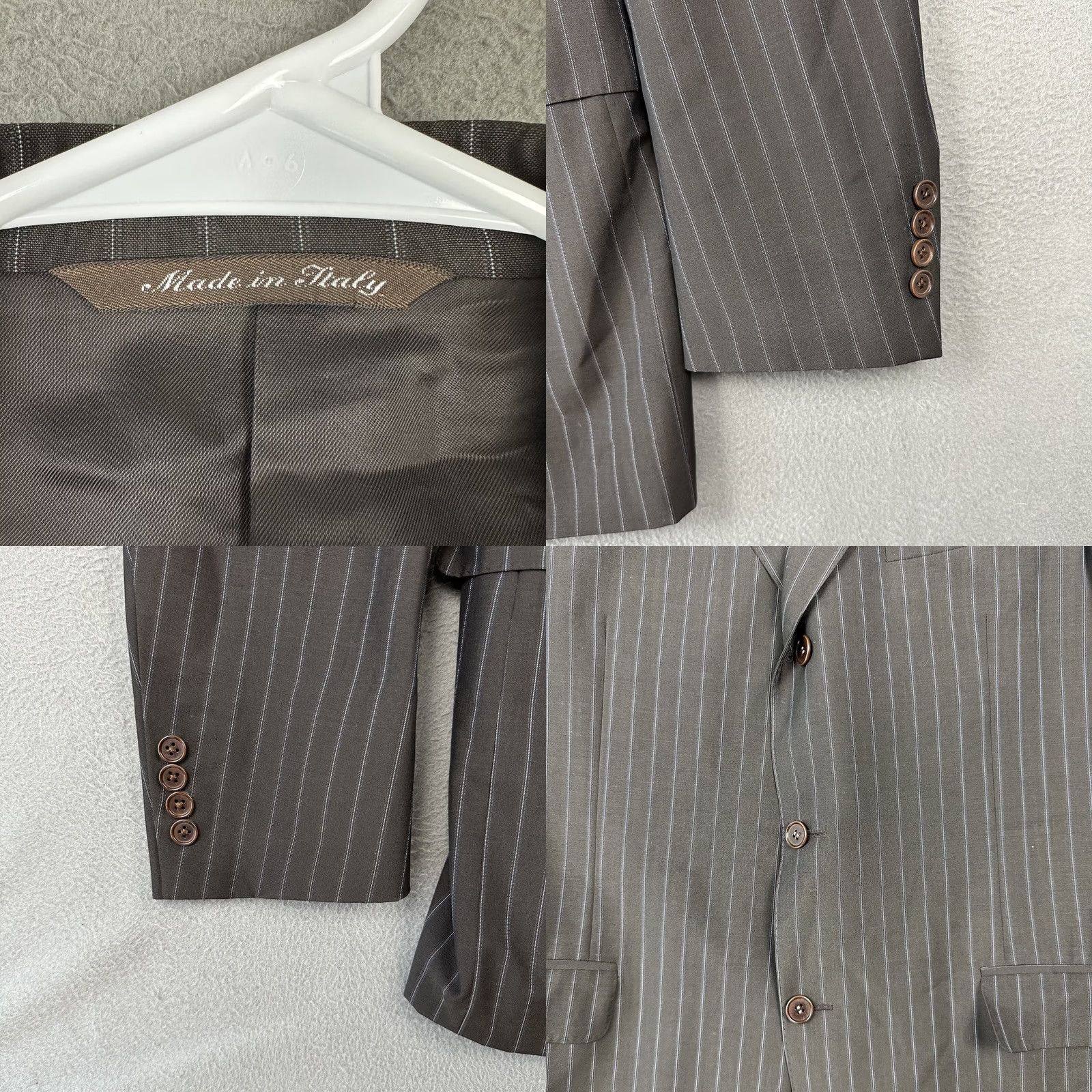 Canali Canali Blazer Wool Stripe Brown 42L Single-Breasted Notch Lapel Men Regular EUC XS? Size 42R - 9 Thumbnail