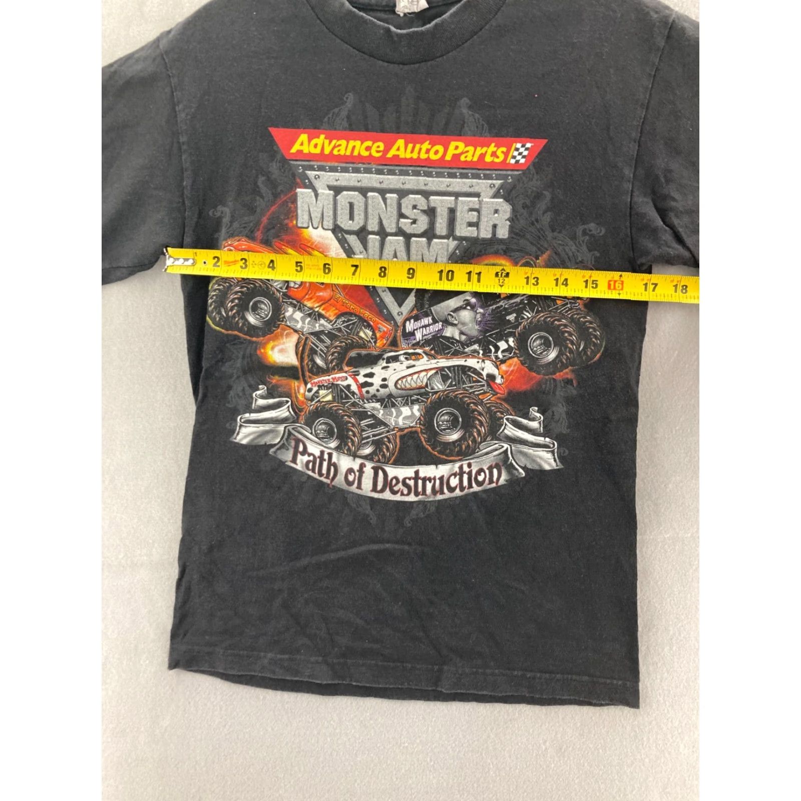 Vintage Monster Jam Path of Destruction Shirt Mens XS Black AOP Size US XS / EU 42 / 0 - 3 Thumbnail
