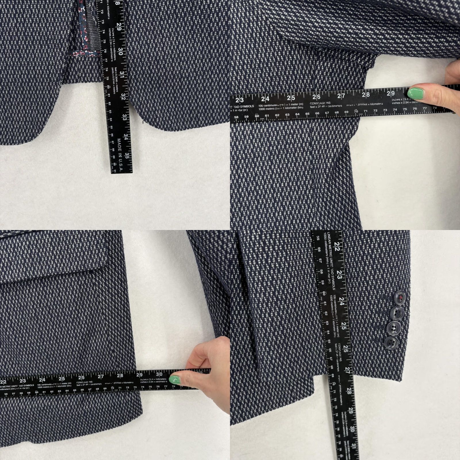 Vintage Linea Uomo Sport Coat Blazer Mens 54 Blue Geometric Tweed Stretch Notch Single-Breasted 2-Piece Coat Jacket за Size 54R - 8 Thumbnail