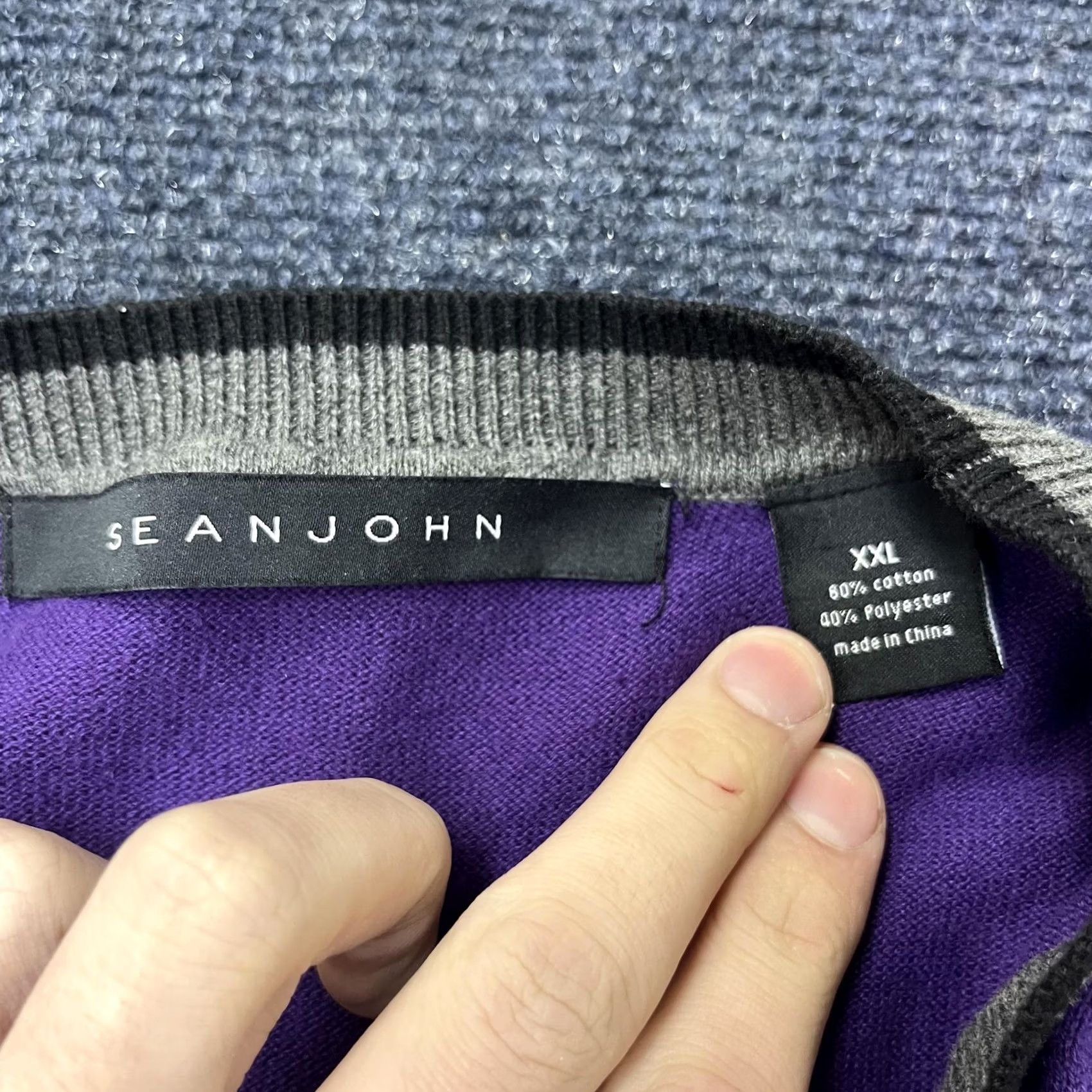 Sean John Sean John Sweater Mens 2XL Purple V Neck Cardigan Button Front Pockets Size US XXL / EU 58 / 5 - 2 Thumbnail