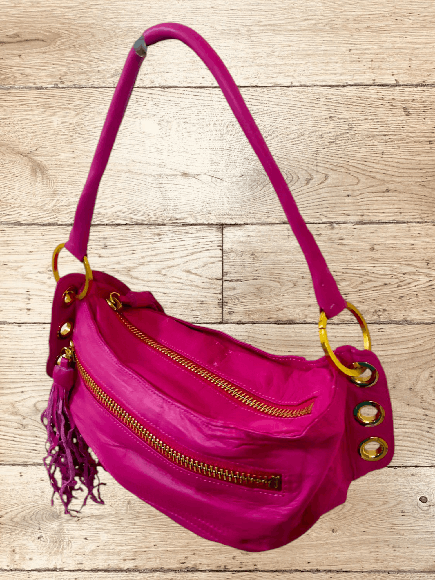 Leather LUXURY KENKENKEN DAVE SHOULDER BAG WITH FRINGE ZIPPER Size ONE SIZE - 5 Thumbnail