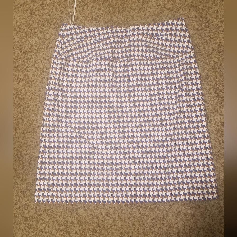 J.McLaughlin J McLaughlun Stylish Blue and Brown Houndstooth Skirt Size 4 Size 27" / US 4 / IT 40 - 2 Thumbnail