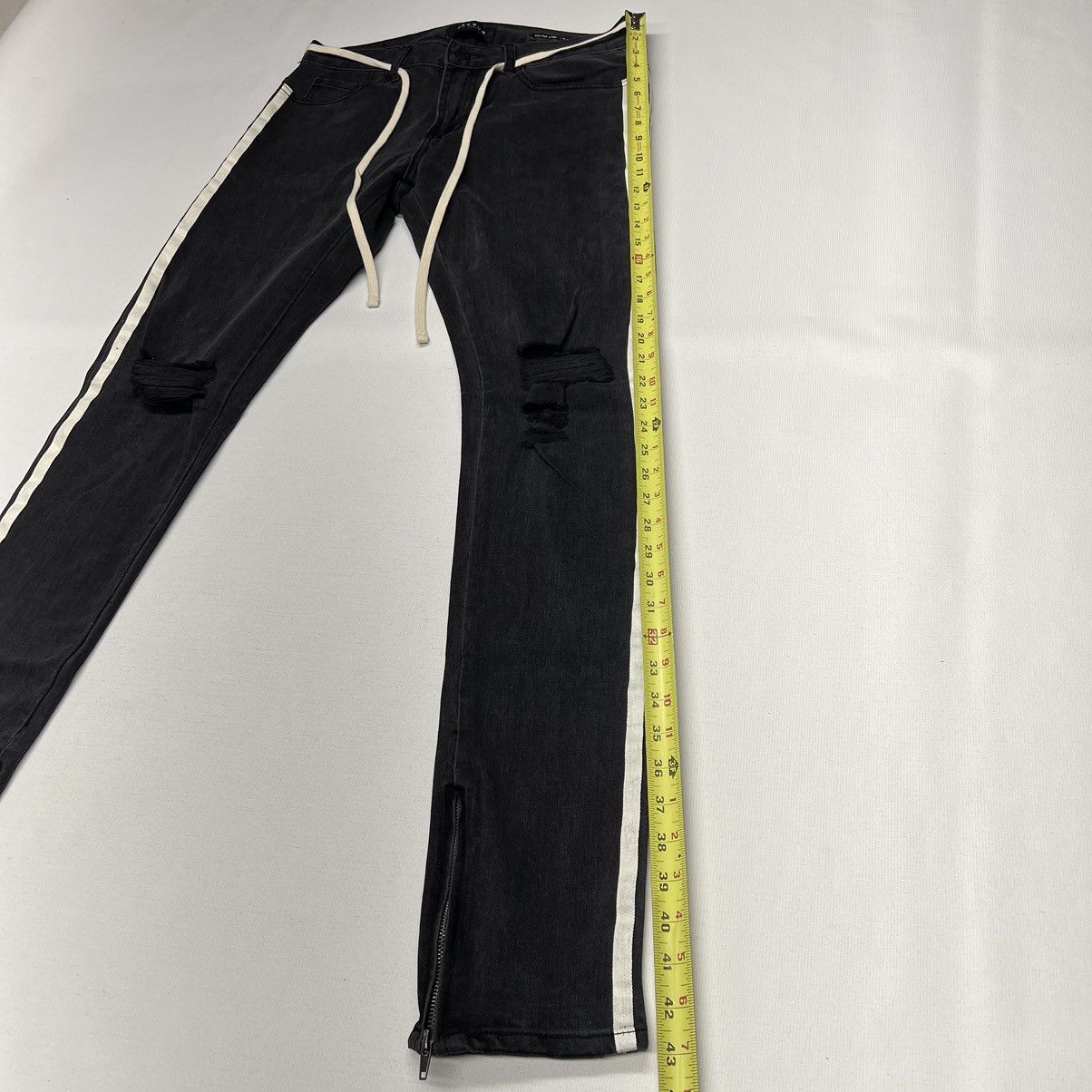 Pacsun Pacsun Jeans Black Stacked Skinny Drawstring Zip Side Stripe Size US 30 / EU 46 - 17 Thumbnail
