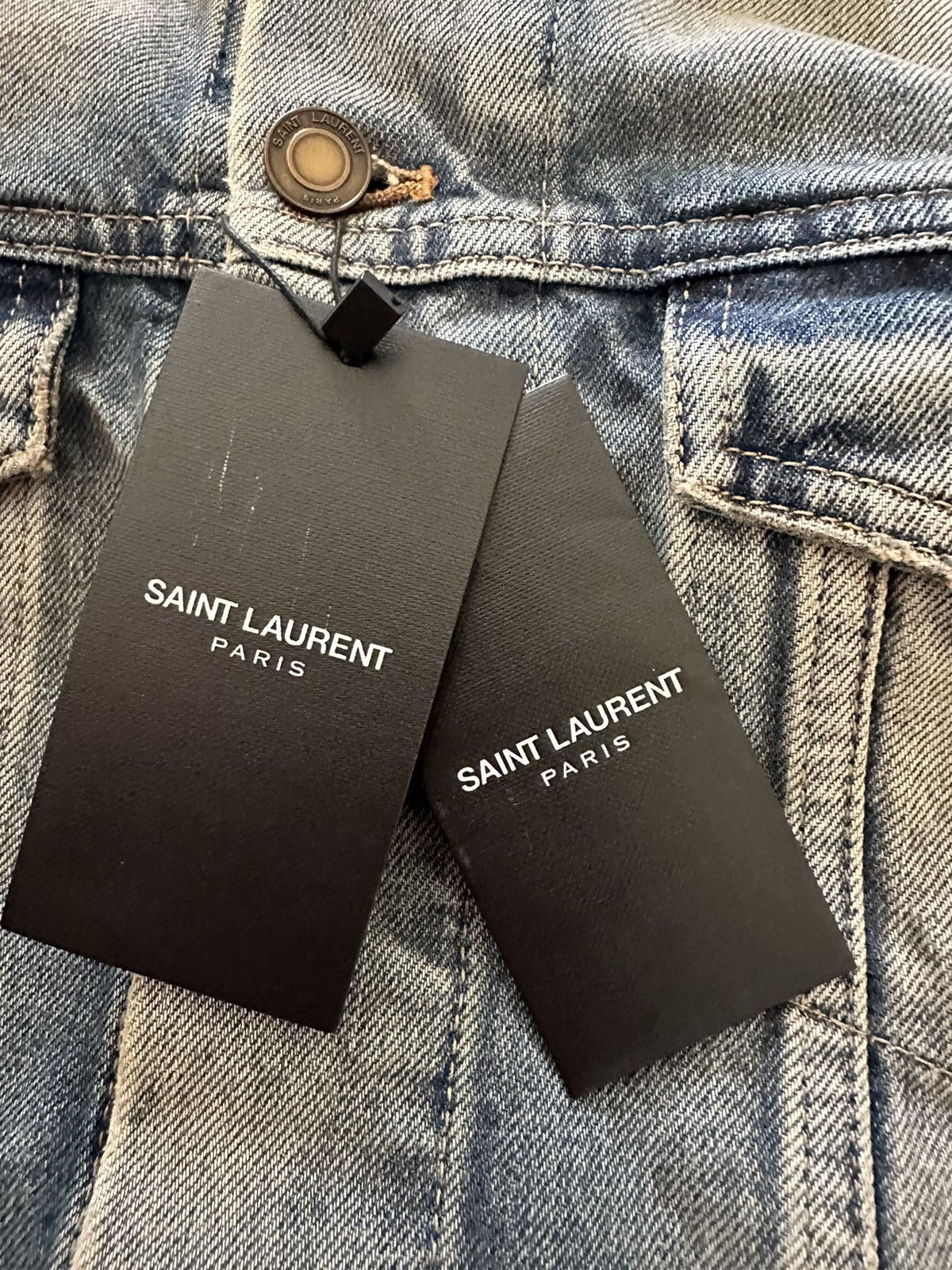 Saint Laurent Paris $1090 Saint Laurent destroyed distressed denim jacket BNWT L Size US L / EU 52-54 / 3 - 12 Thumbnail