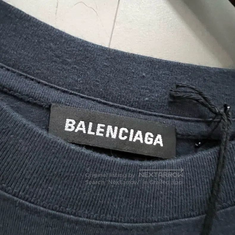 Balenciaga Balenciaga Navy Back Printed Logo Short Sleeve Size US M / EU 48-50 / 2 - 2 Thumbnail