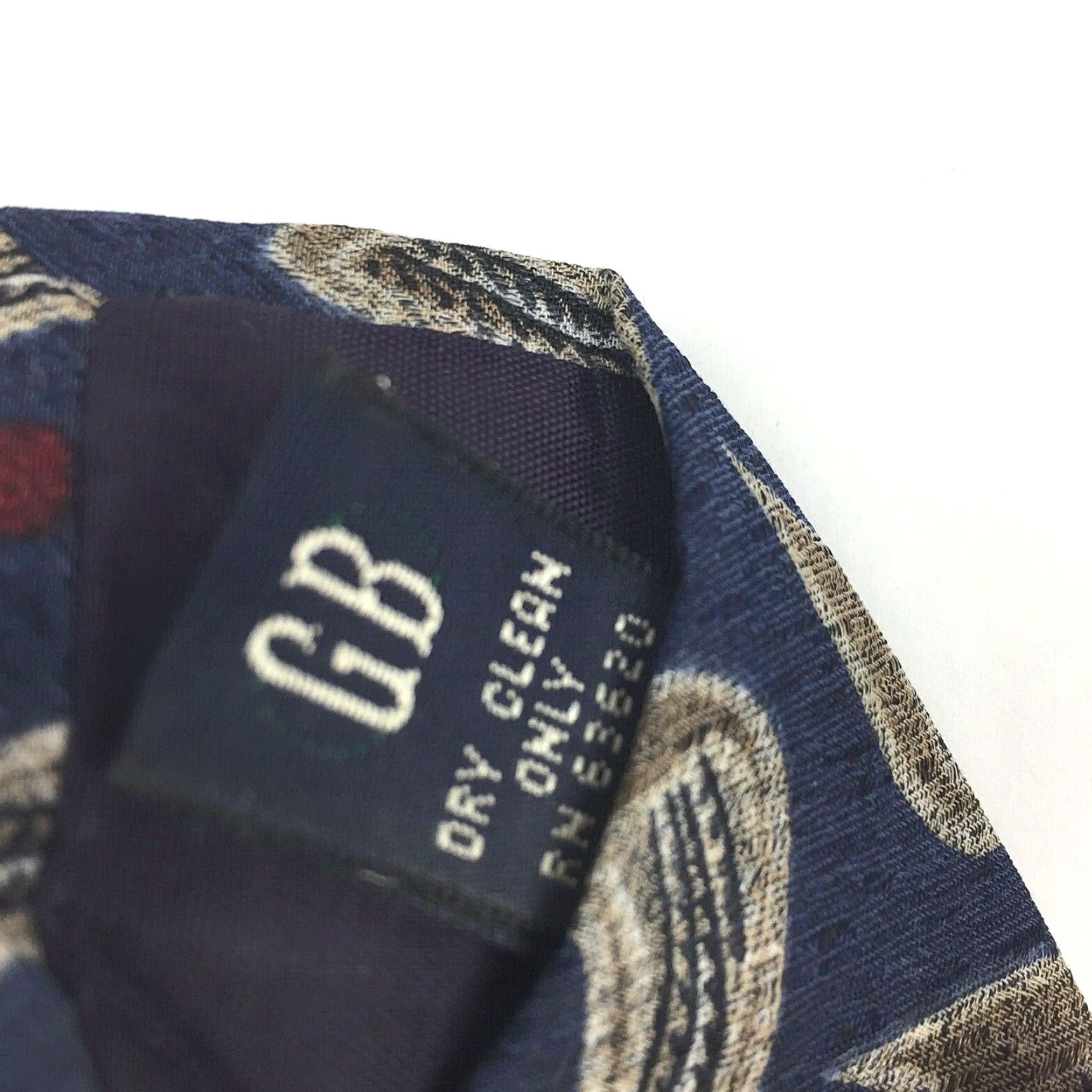 Vintage Gitman Brothers Thos David Necktie Blue Silk Hand Made Geometric Abstract Tie Men Short Length 58" width 4" Size ONE SIZE - 7 Thumbnail