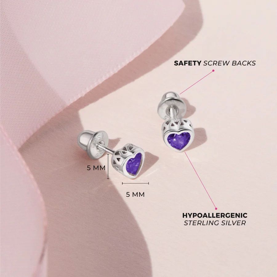 Other CZ Birthstone Amethyst Aquarius Earrings - Sterling Silver Size ONE SIZE - 2 Thumbnail