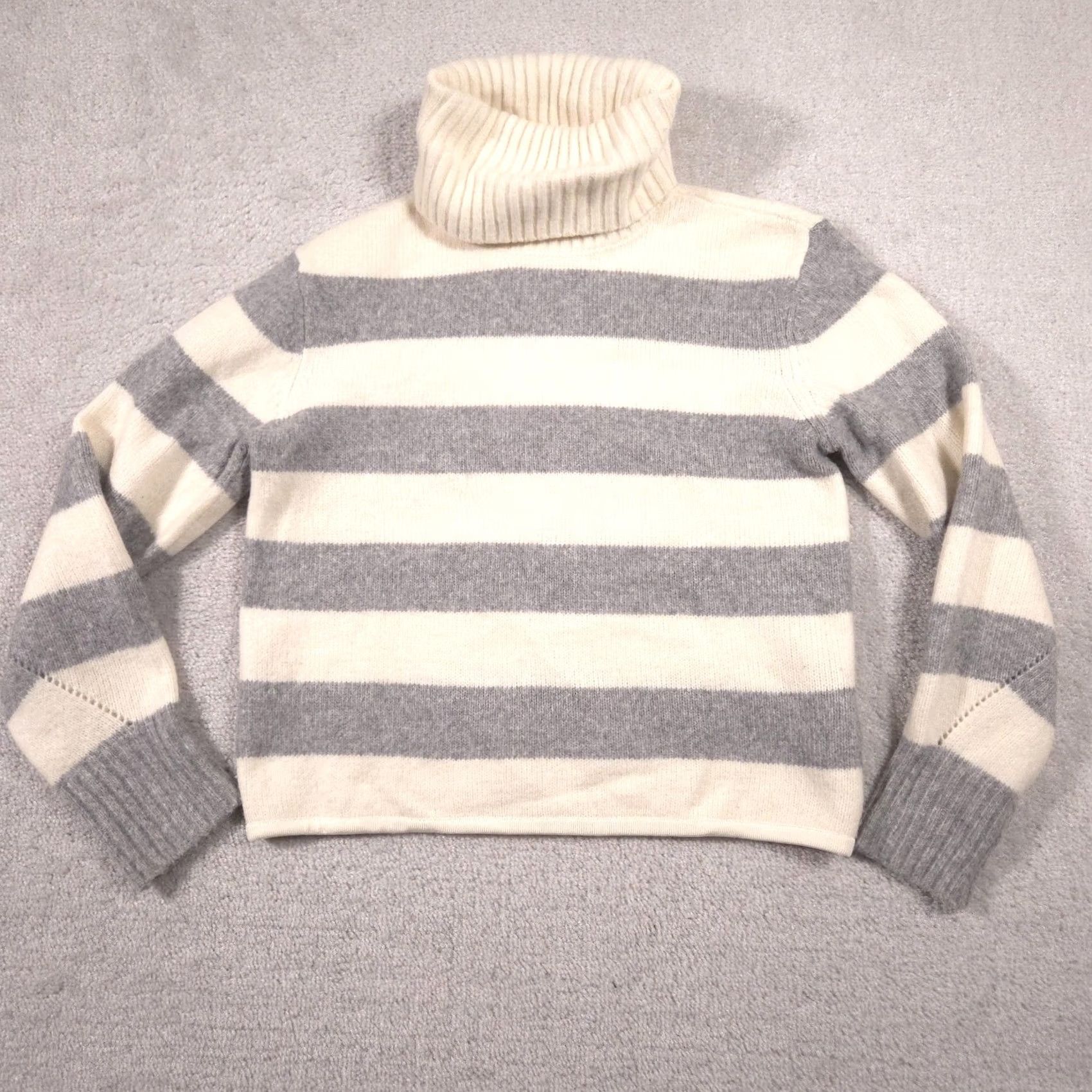 Vintage Calvin Klein Jeans Sweater Womens S Gray White Stripe Turtleneck Knit Pullover Casual Winter Knit"% Size S / US 4 / IT 40 - 2 Thumbnail