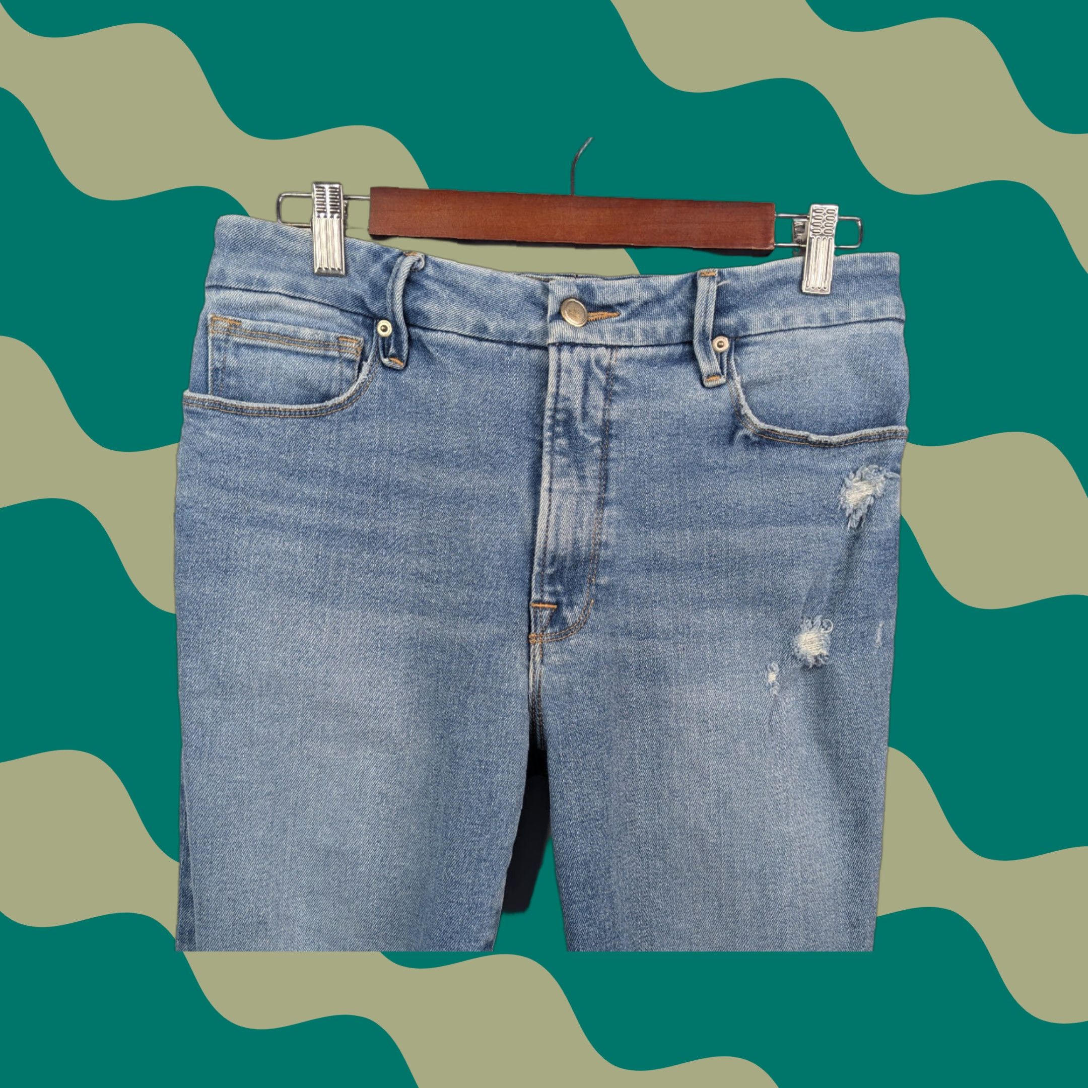 Good American Good American Jeans Slim Straight 5-Pocket Denim GCKSL67T Size 29 Blue Women Size 29" - 1 Thumbnail