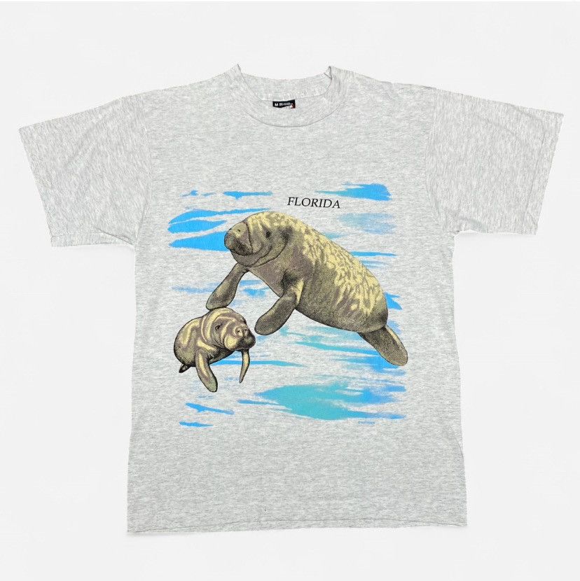Other Vintage 90s Manatee Florida Animal grey Tshirt Size US M / EU 48-50 / 2 - 1 Thumbnail