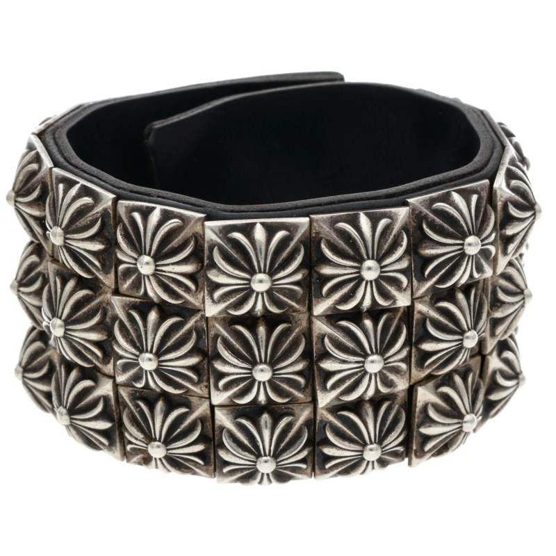 Chrome Hearts Crocodile skin Alligator Punk Stud Spike Bracelet