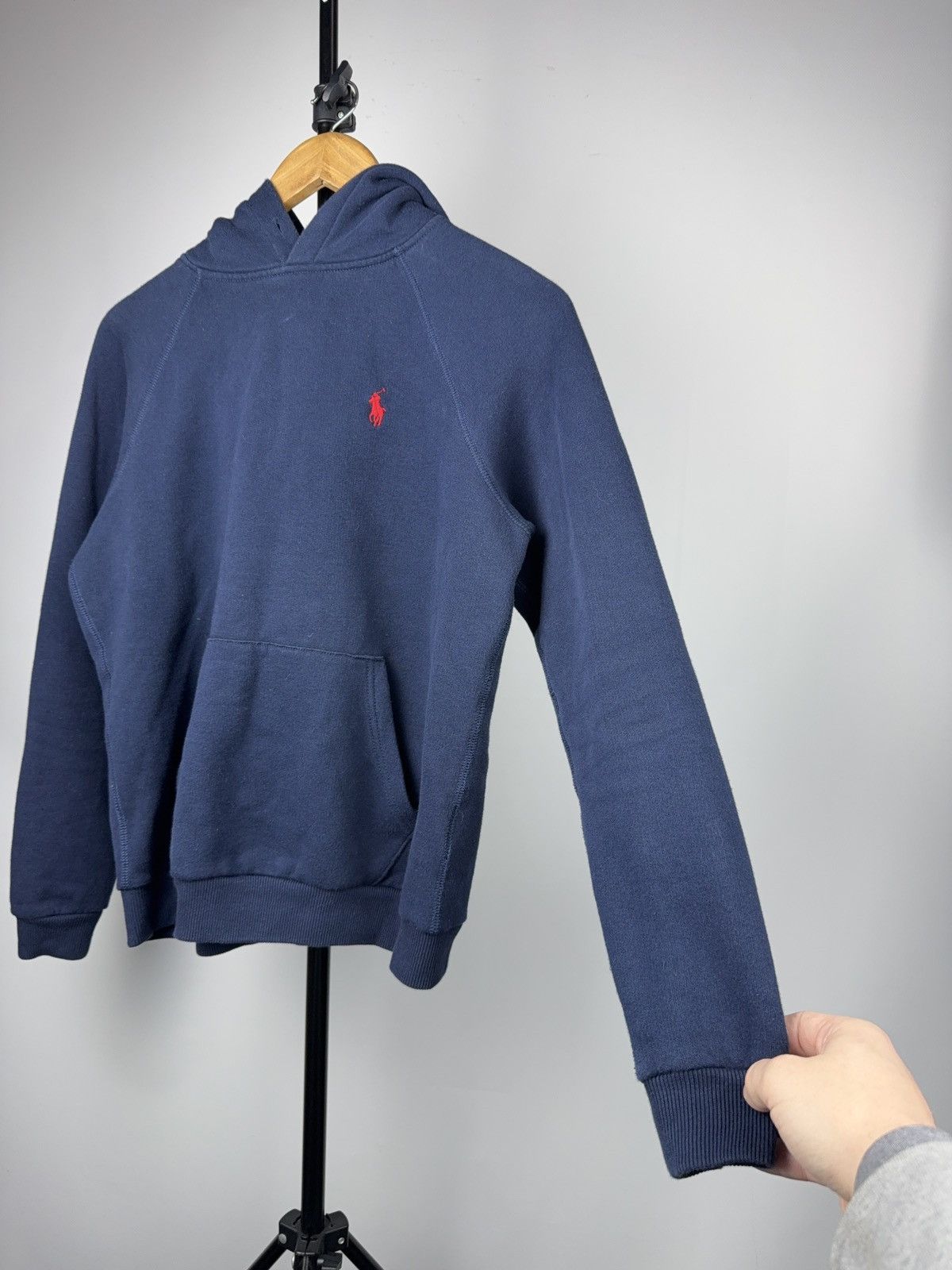 Polo Ralph Lauren 00s Polo Ralph Lauren Navy Cropped Hoodie Red Pony Logo Size M / US 6-8 / IT 42-44 - 4 Thumbnail